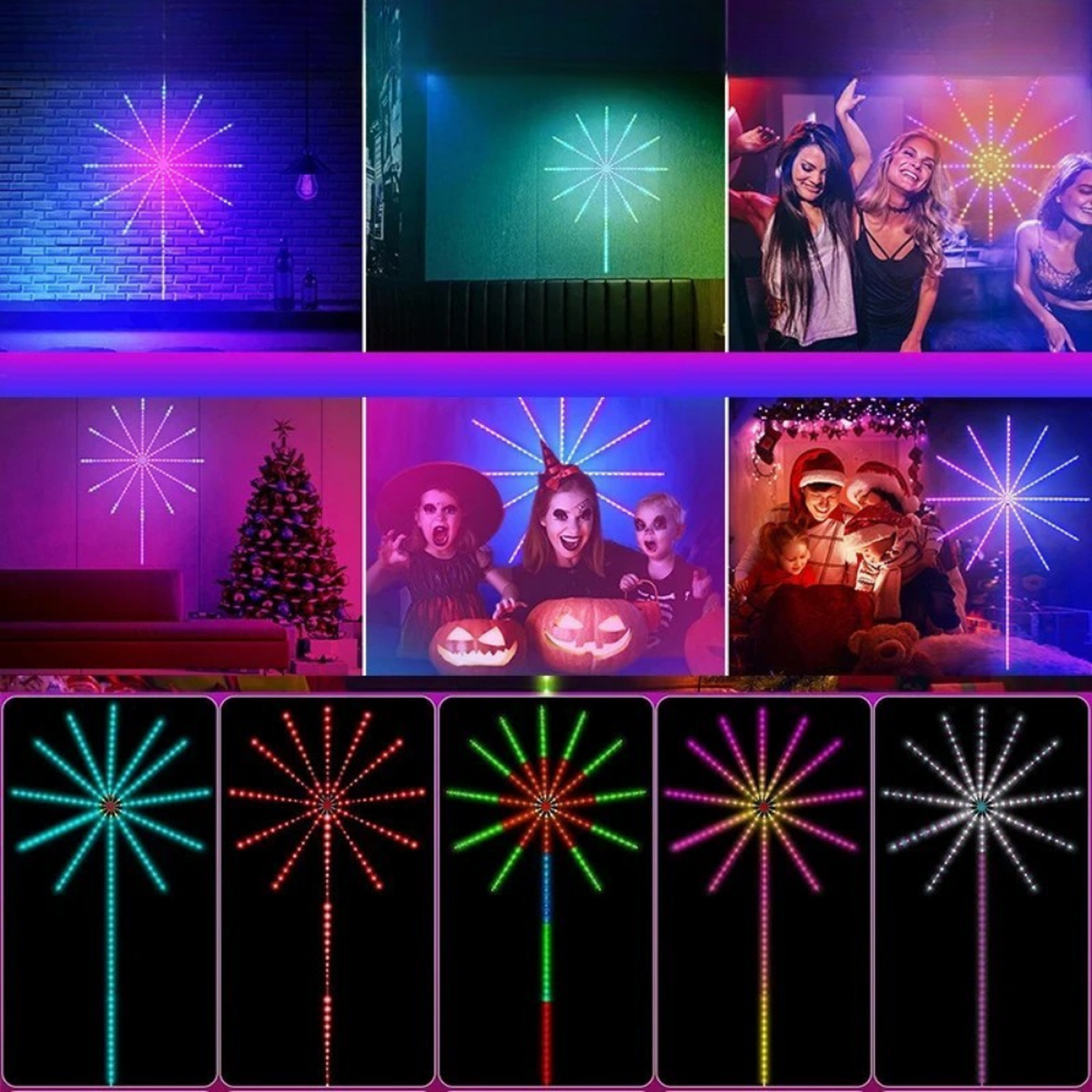 Kit Luces Fuegos Artificiales Rgb Decoracion Navidad Led-3
