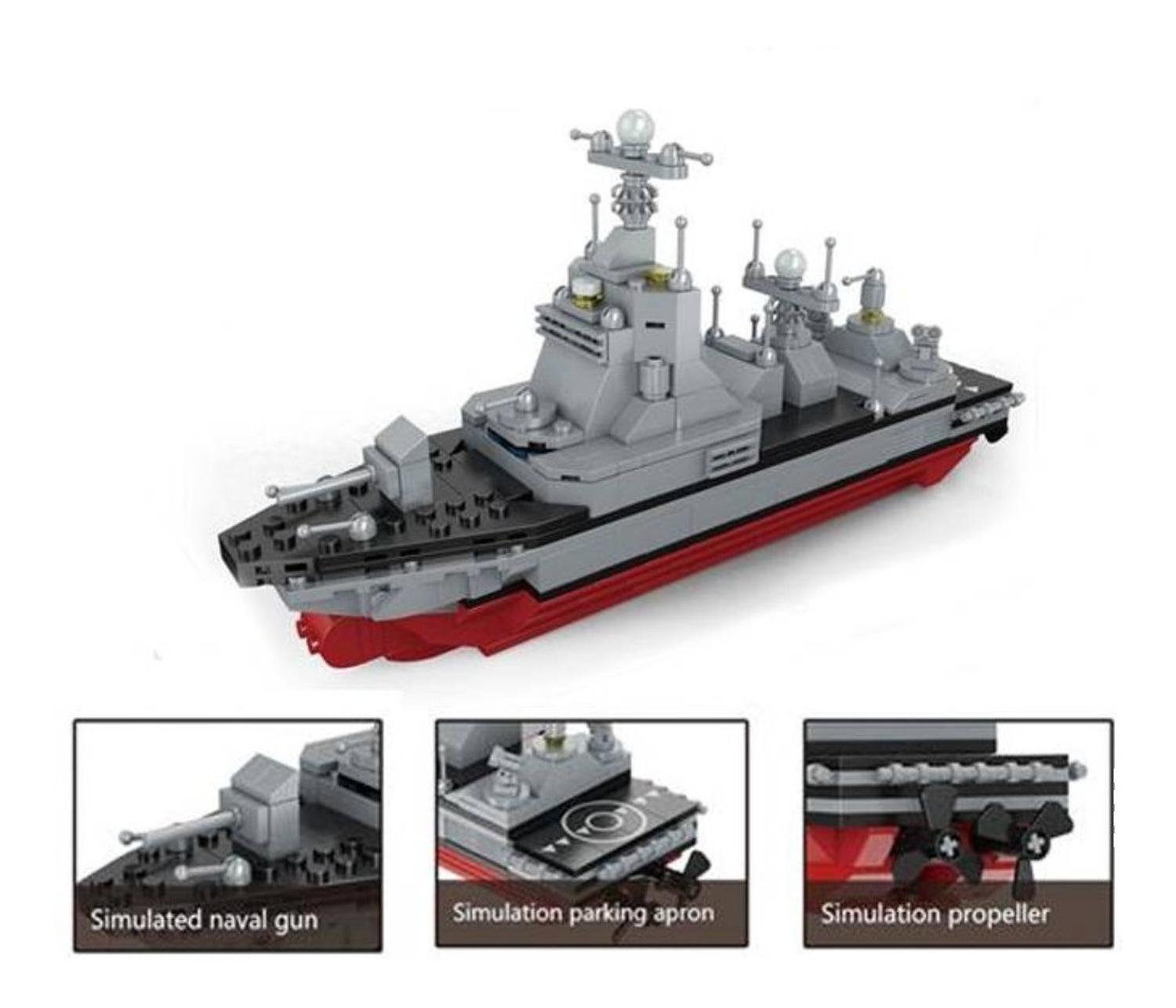 Set Construye Buque De Guerra Militar Armable Con Bloques-1