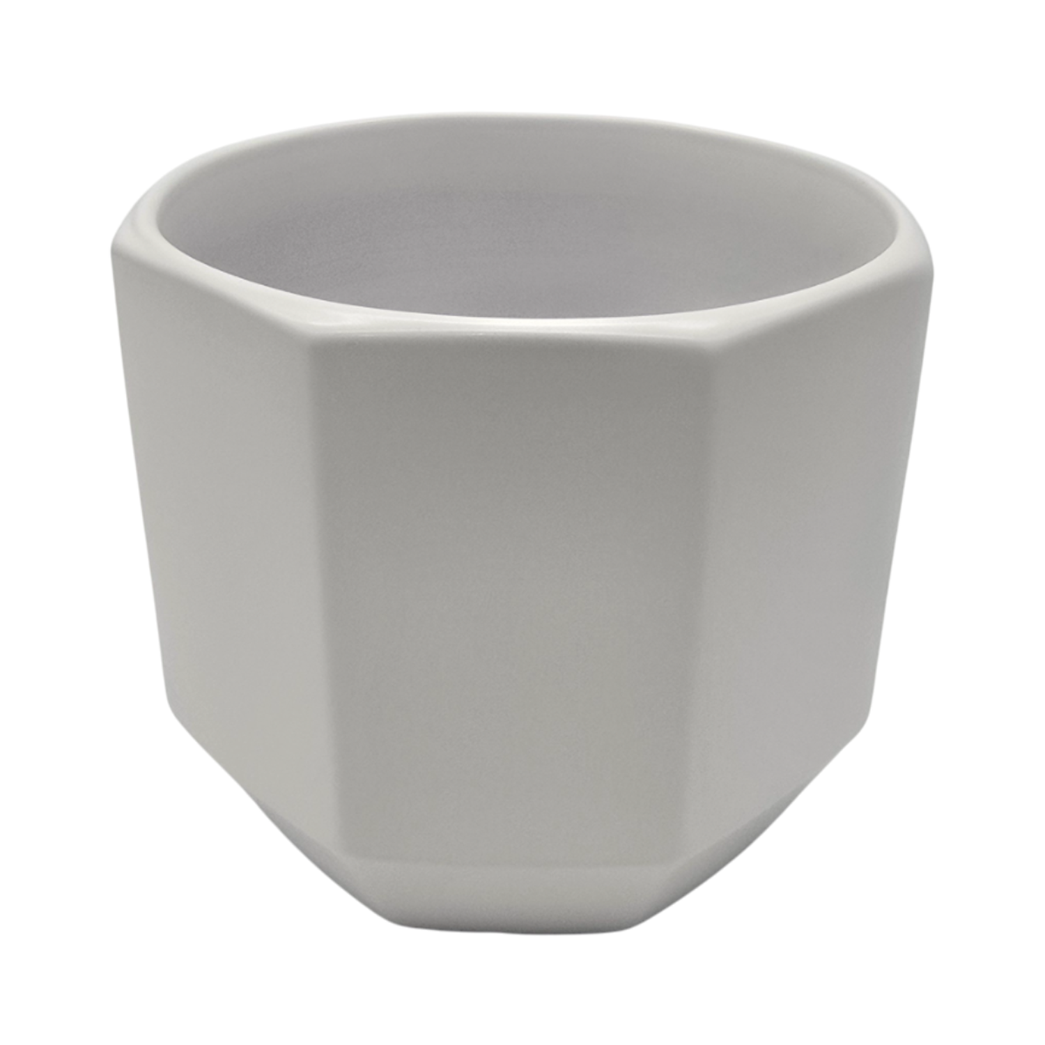 Macetero Maceta De Ceramica Blanco Lineas Verticales M-4