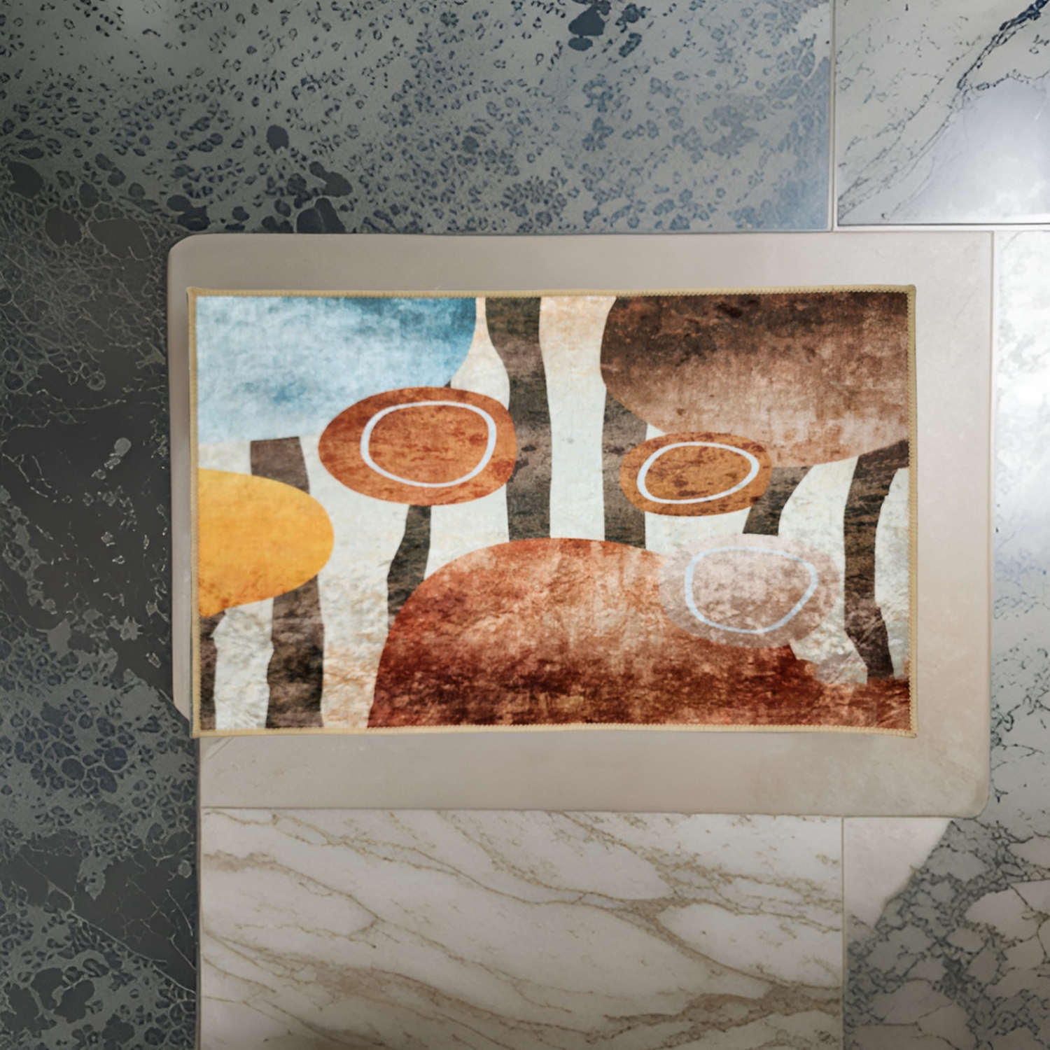 Alfombra De Baño Bajada De Cama Multiuso Diseño Abstracto-3