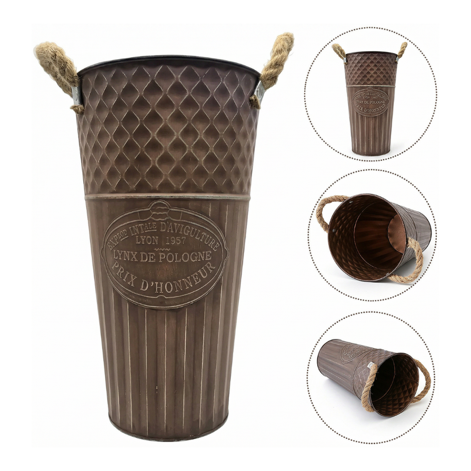 Macetero Metalico Decorativo Cafe Vintage Florero L-3
