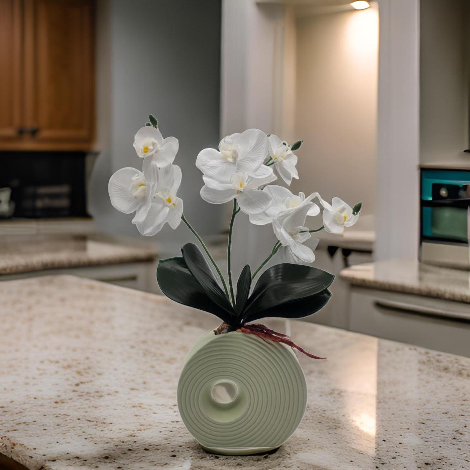 Planta Artificial Orquidea Decorativa Macetero De Ceramica M-4
