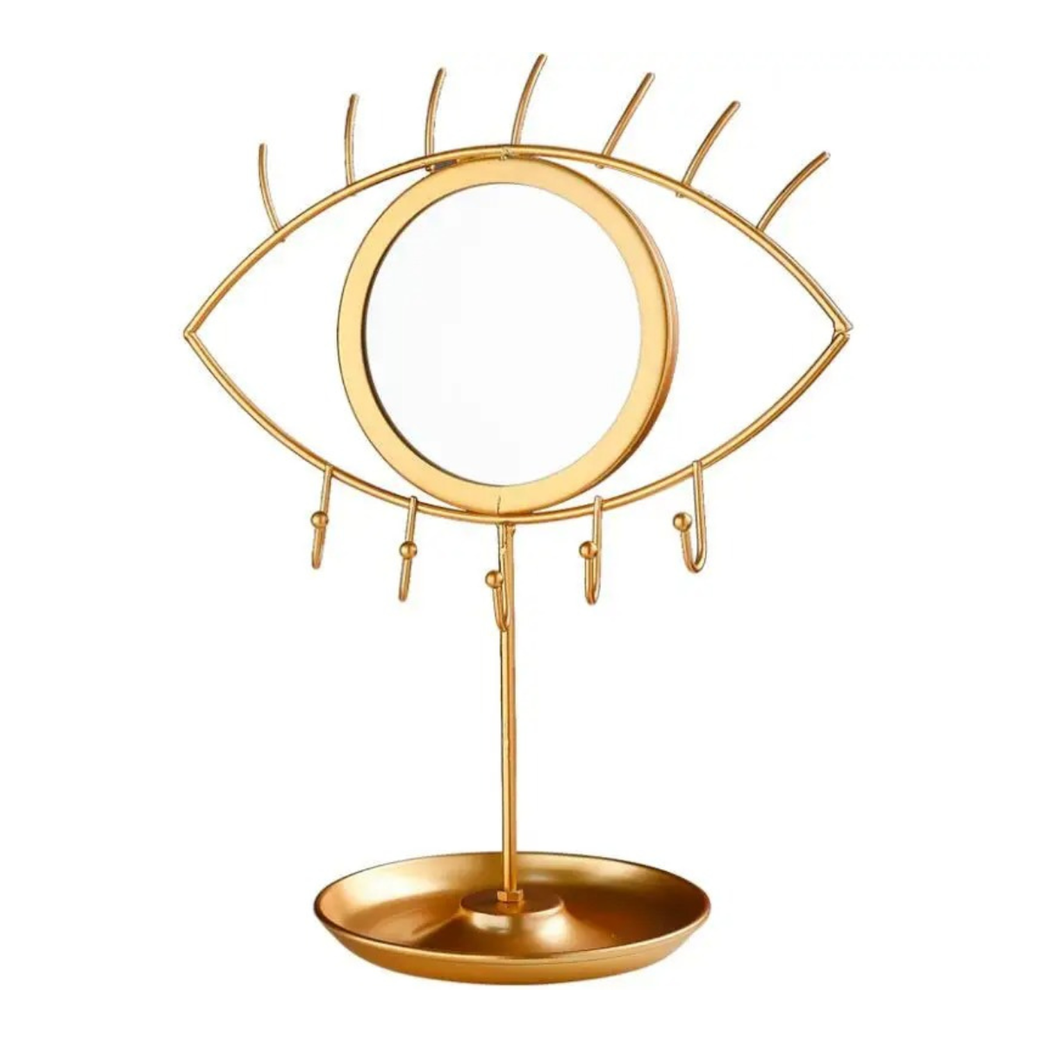Espejo De Ojo Soporte Organizador De Joyas Nordico Dorado-0