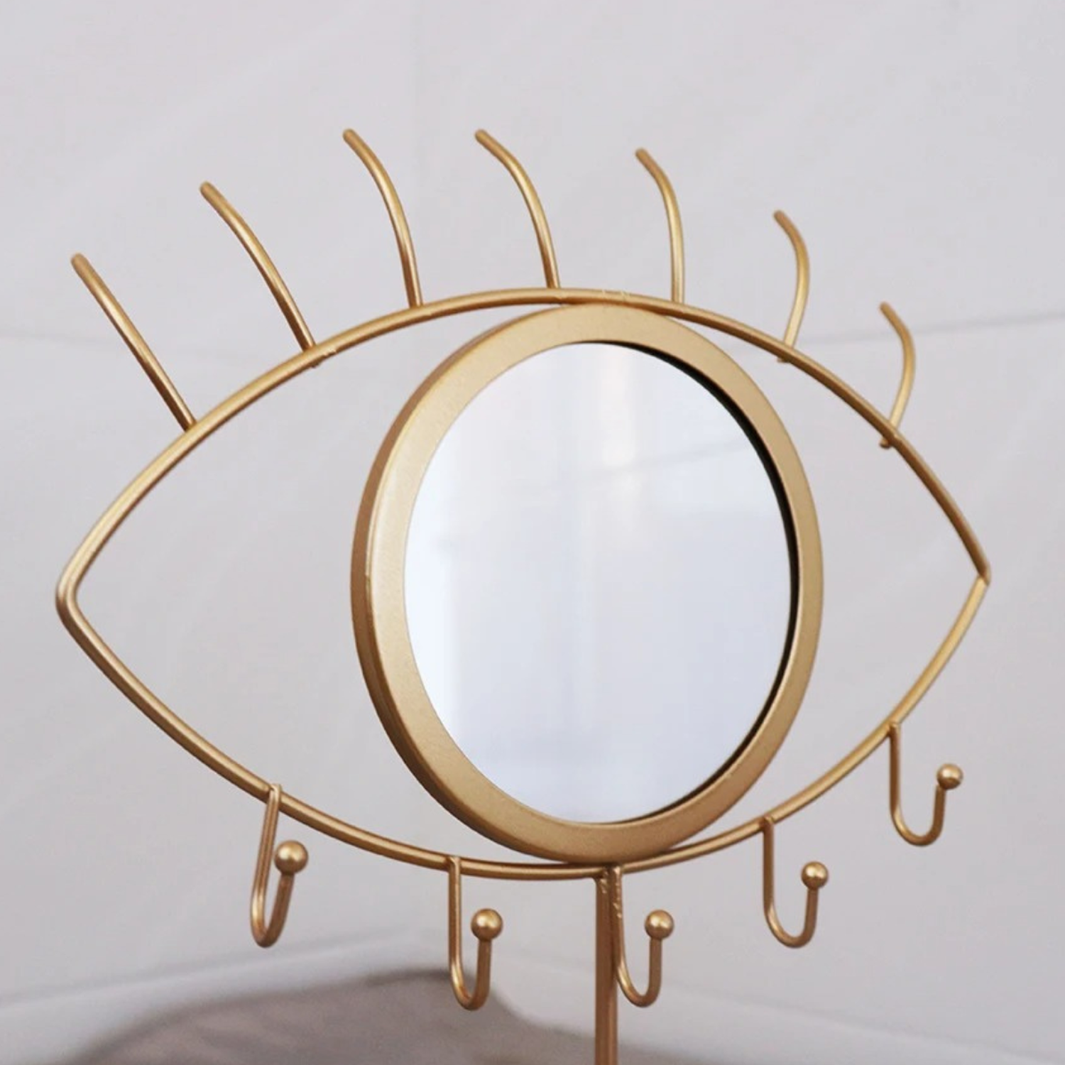 Espejo De Ojo Soporte Organizador De Joyas Nordico Dorado-2