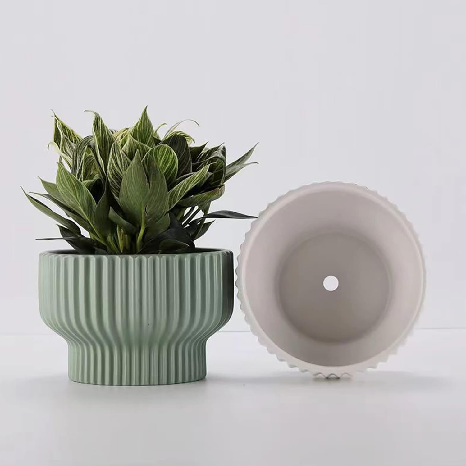 Maceteros Maceta De Ceramica Estilo Copon Blanco Mate S-3