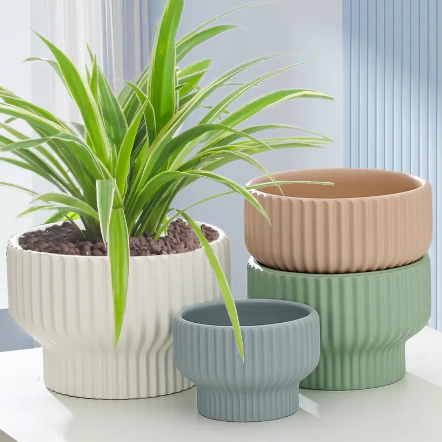 Maceteros Maceta De Ceramica Estilo Copon Blanco Mate S-5