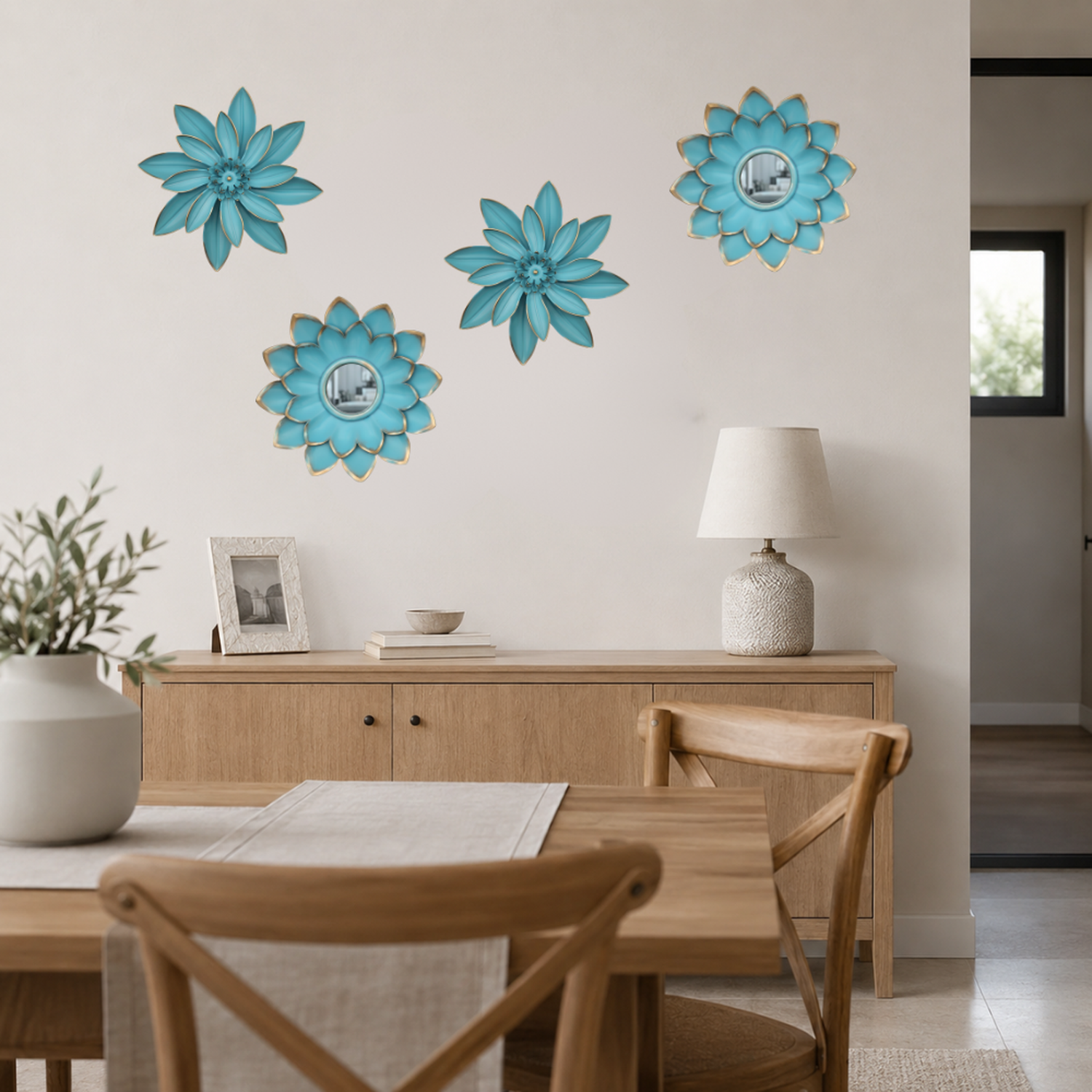 Set 4 Marcos De Espejos Flor De Loto Decorativo Calipso Deco-2