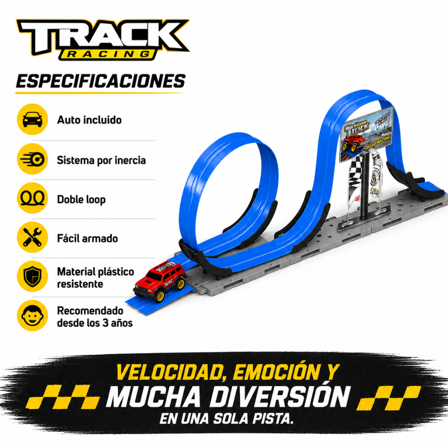 Pista De Autos Loop Con Auto Y Accesorios Infantil-6