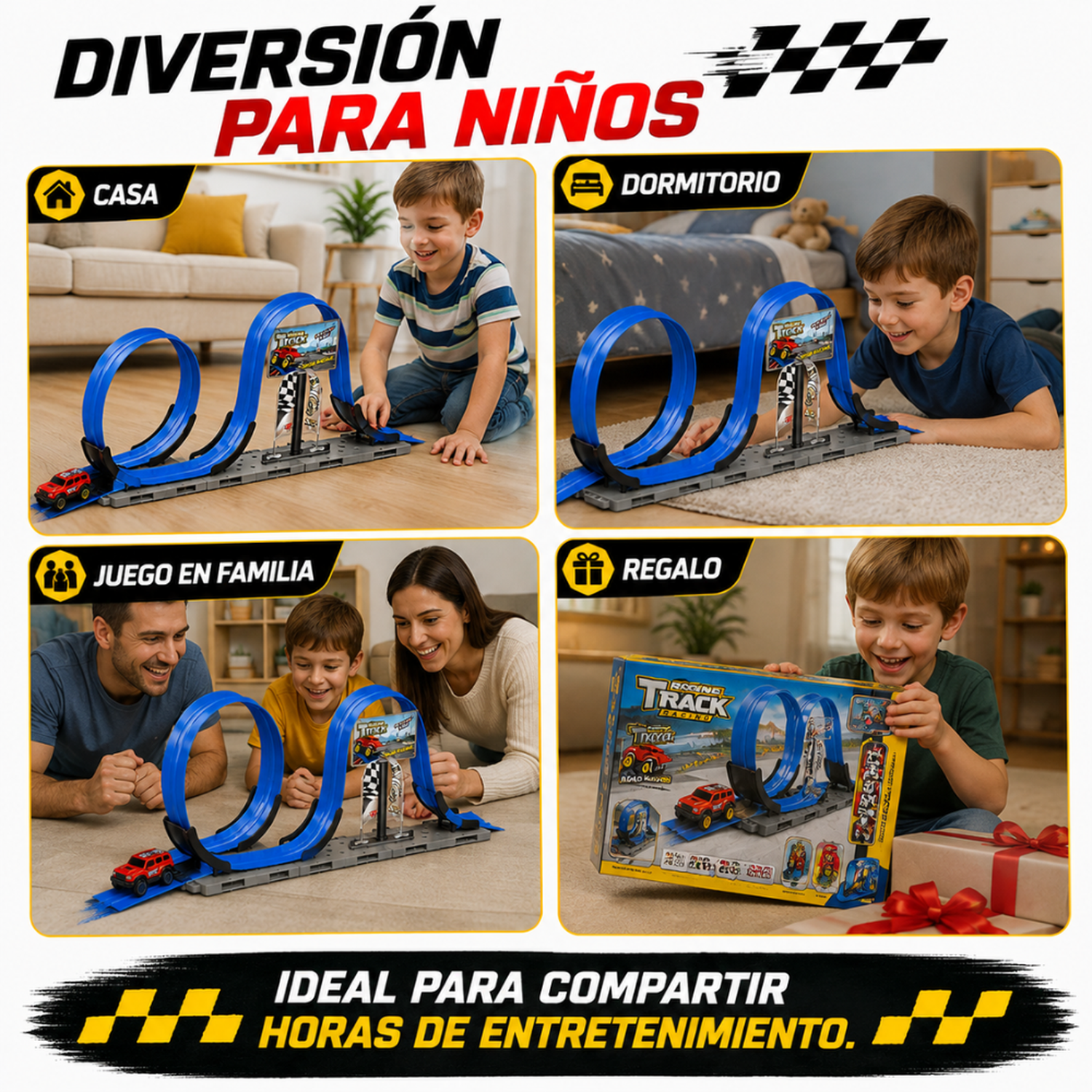 Pista De Autos Loop Con Auto Y Accesorios Infantil-7
