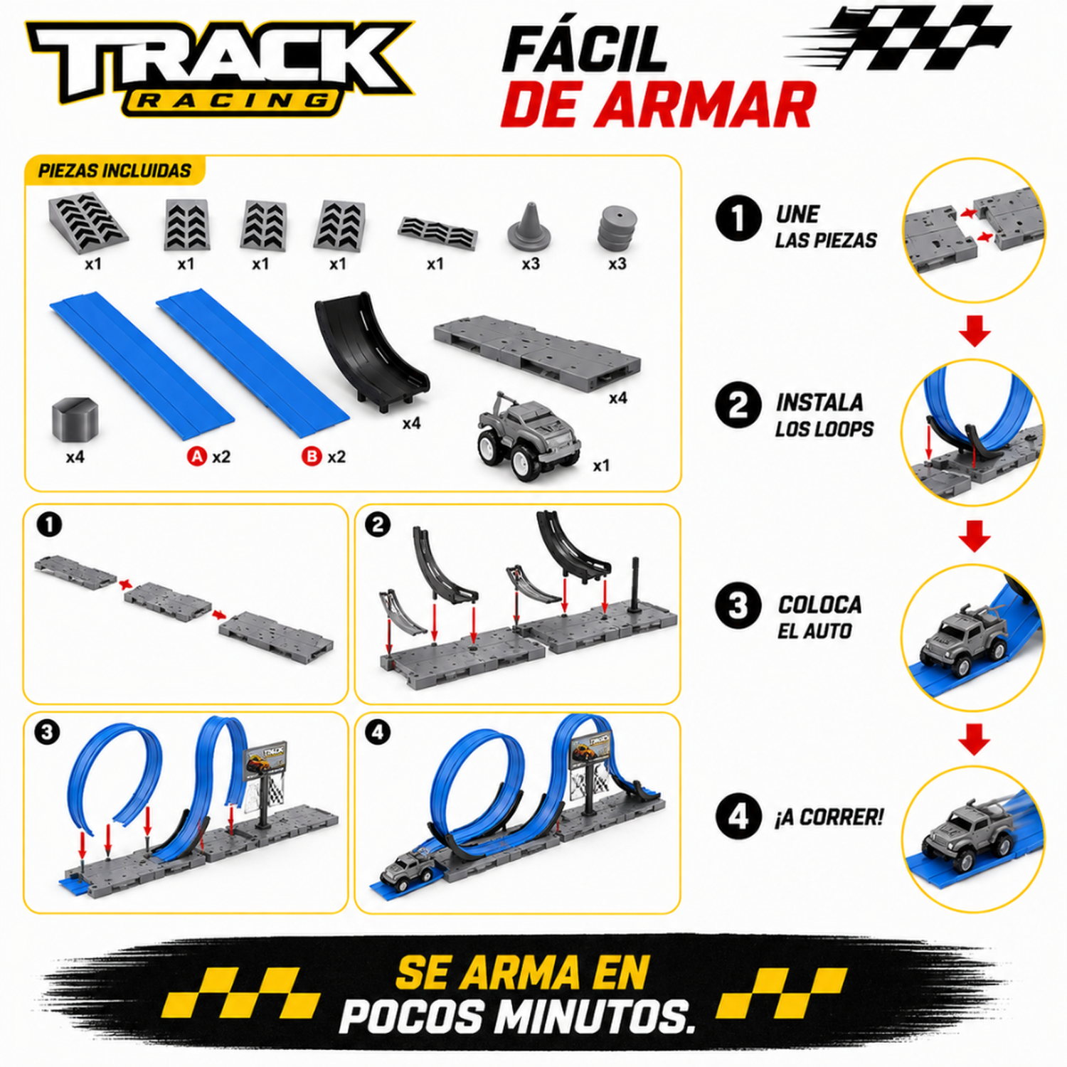 Pista De Autos Loop Con Auto Y Accesorios Infantil-9