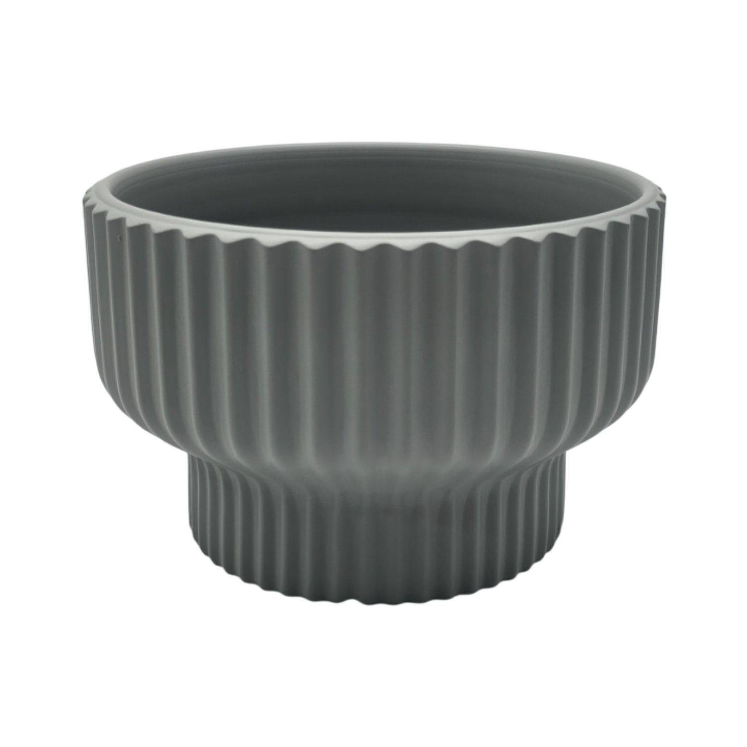 Macetero Maceta De Ceramica Estilo Copon Gris Mate L-0