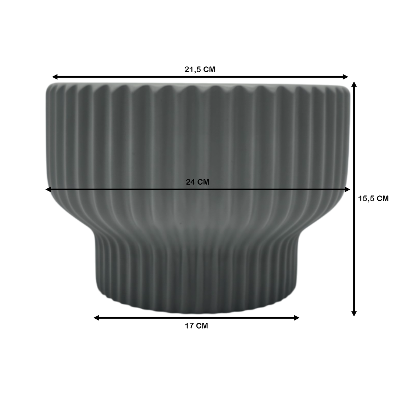 Macetero Maceta De Ceramica Estilo Copon Gris Mate L-3