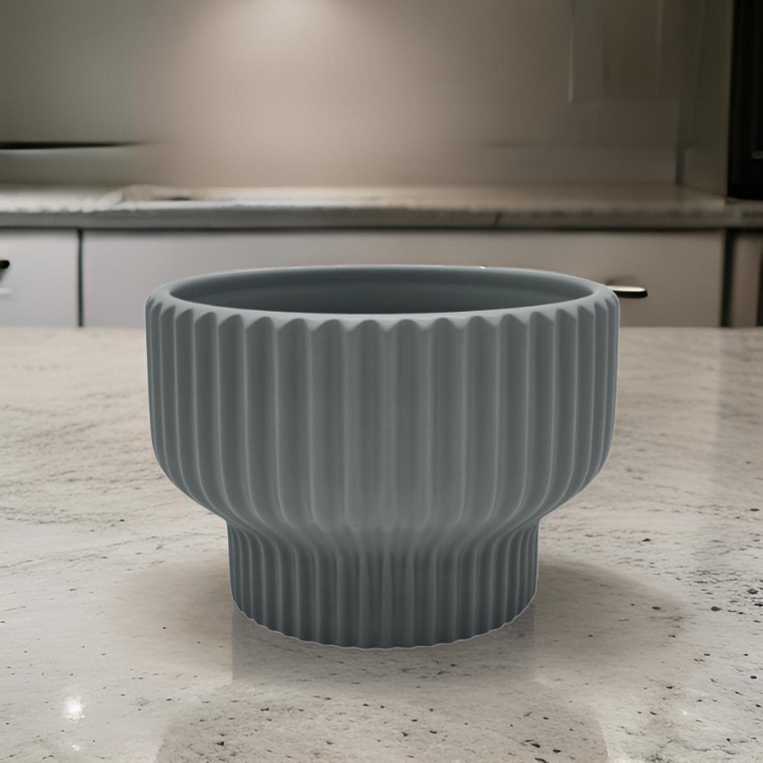 Macetero Maceta De Ceramica Estilo Copon Gris Mate L-4