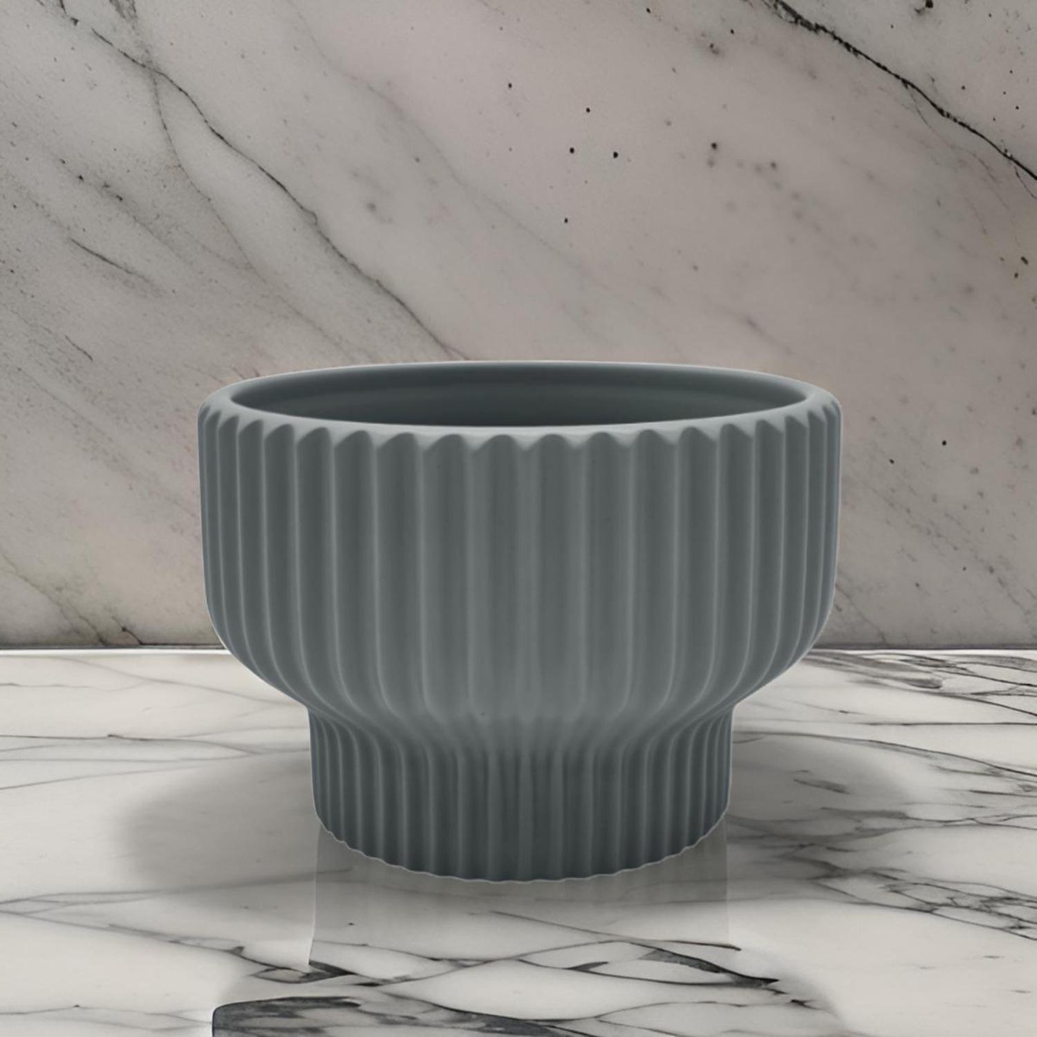 Macetero Maceta De Ceramica Estilo Copon Gris Mate L-5