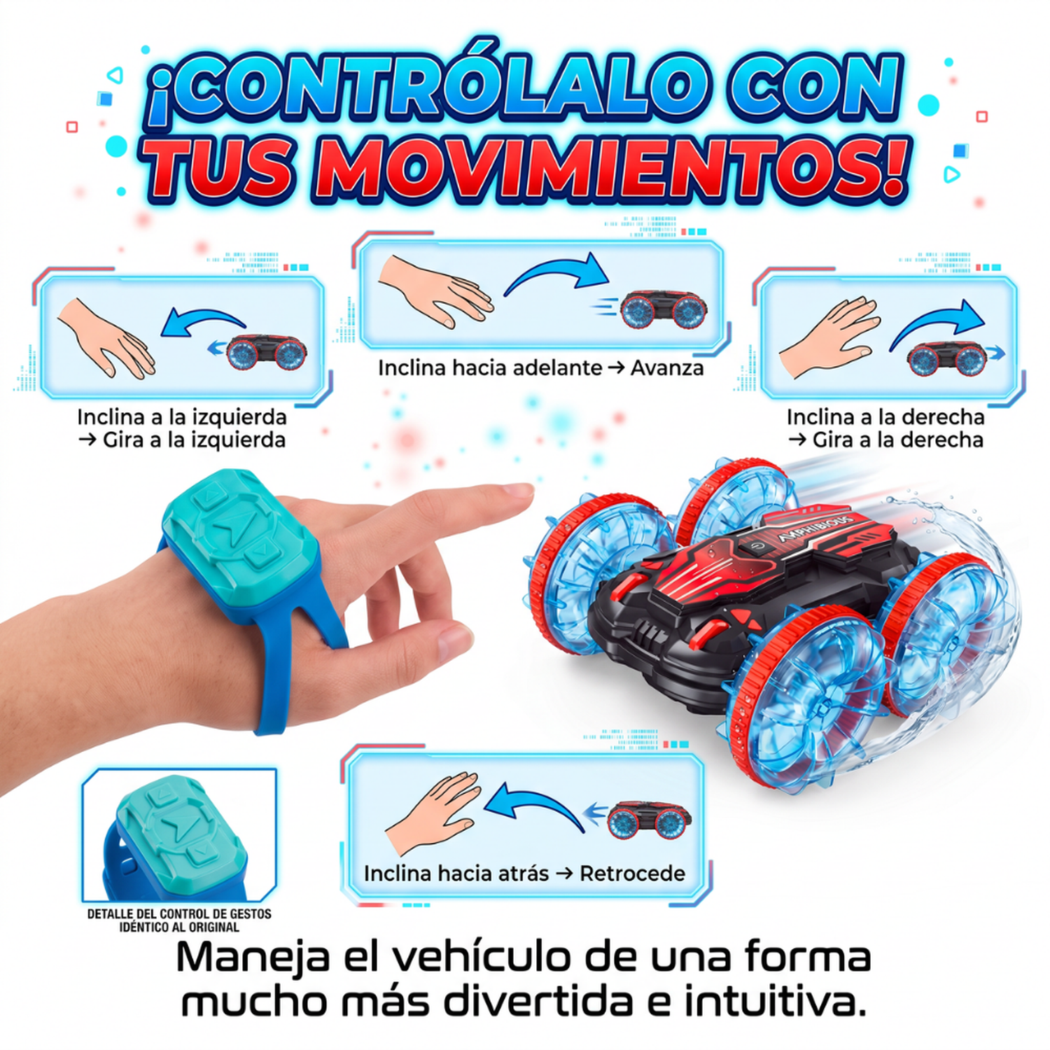 Auto Anfibio Control Remoto Agua Tierra Con Control De Mano-2