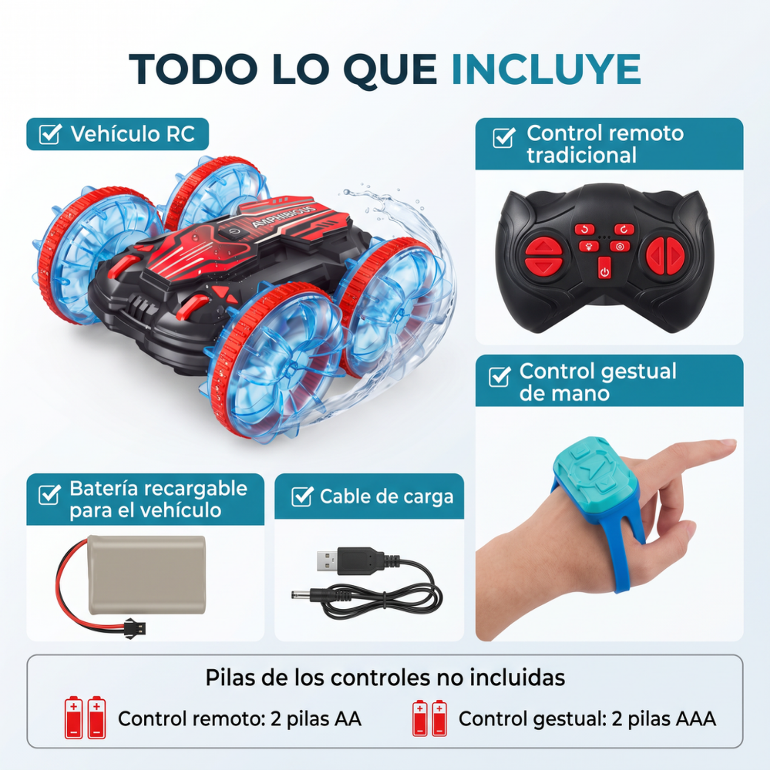 Auto Anfibio Control Remoto Agua Tierra Con Control De Mano-9