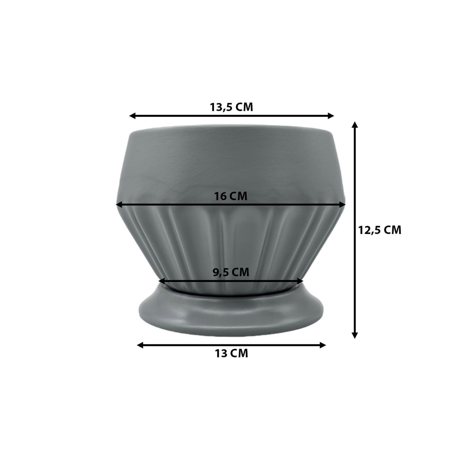 Maceteros Maceta De Ceramica Diamante Elegante Gris S-5