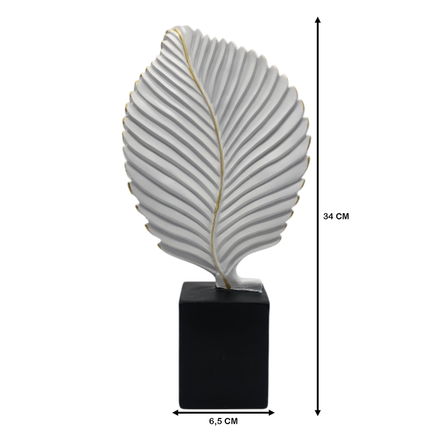 Figura Adorno De Hoja Blanca Decorativa En Resina Moderna M-4