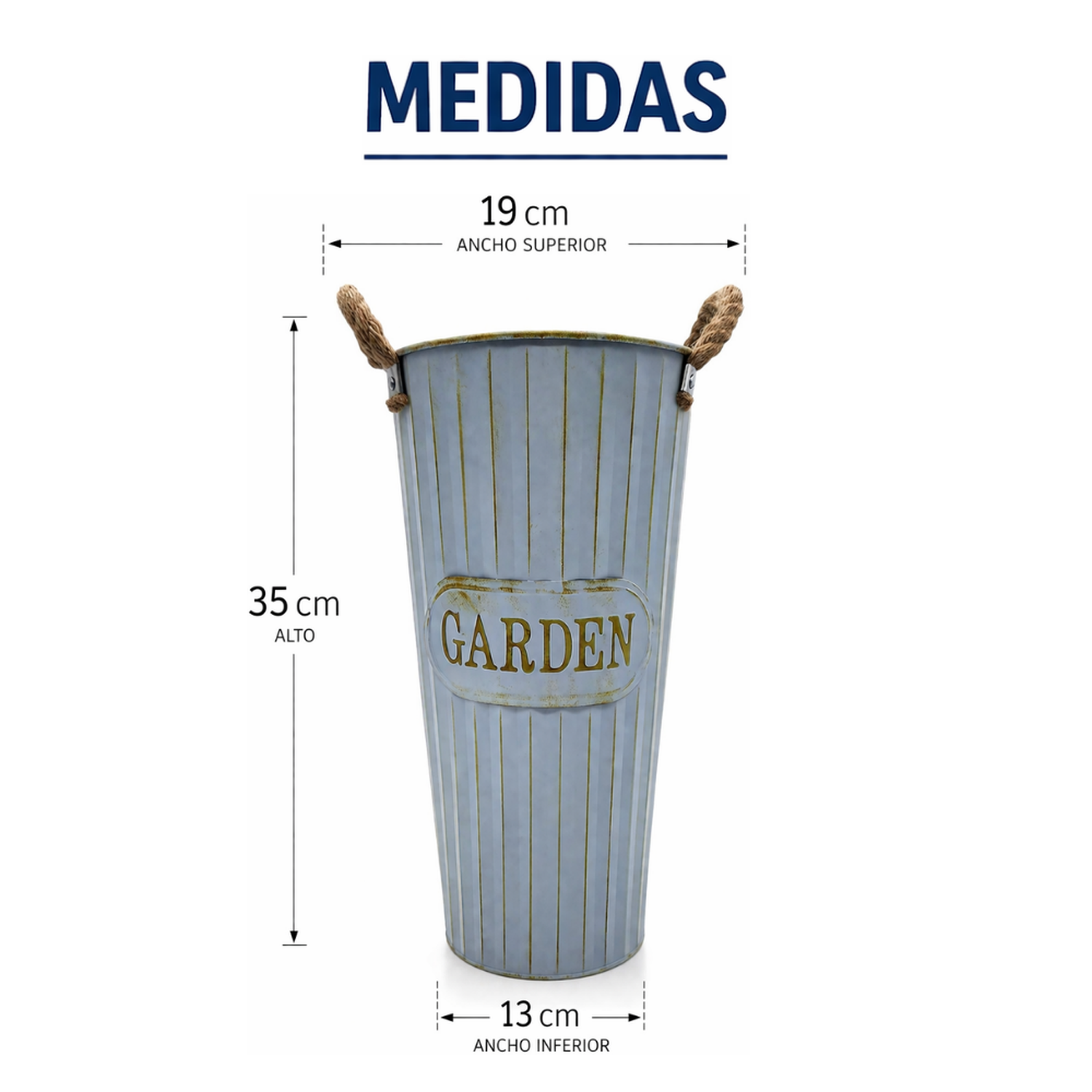 Set 2 Macetero Metalico Decorativo Celeste Tipo Florero L-7