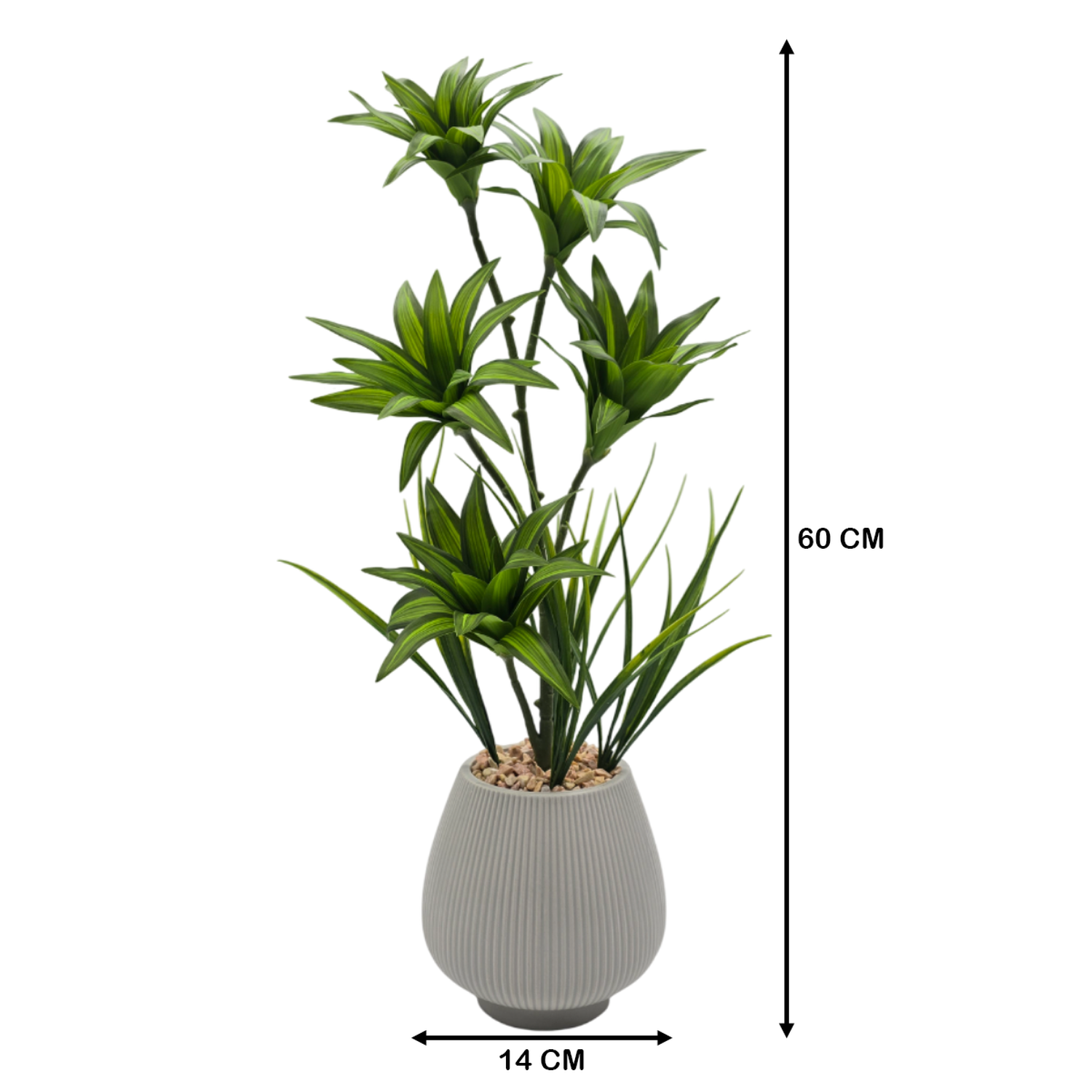 Planta Artificial Bambu Lirio Decorativo Macetero Ceramica-7