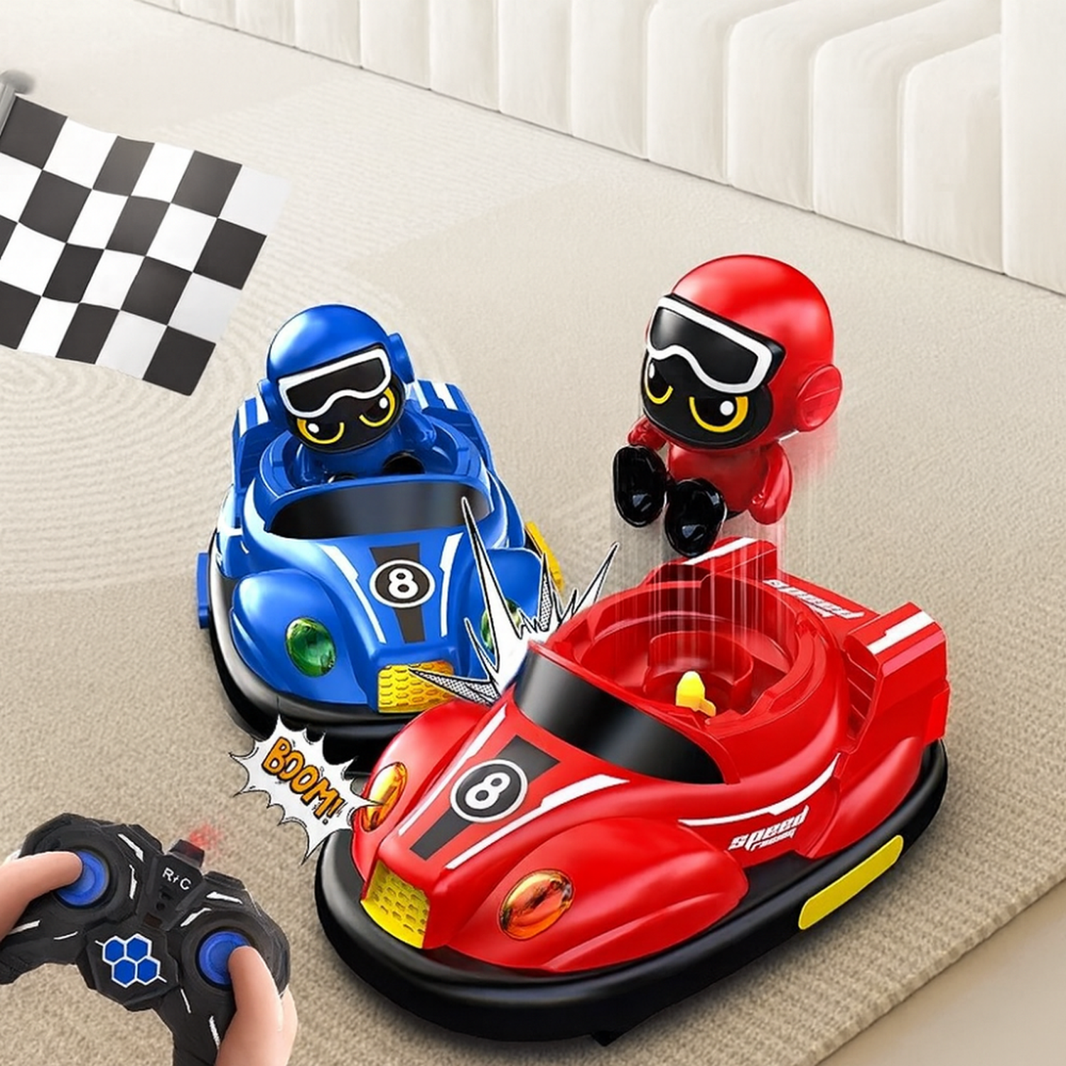 Set de Autitos Chocadores a Control Remoto Piloto Go Kart-2