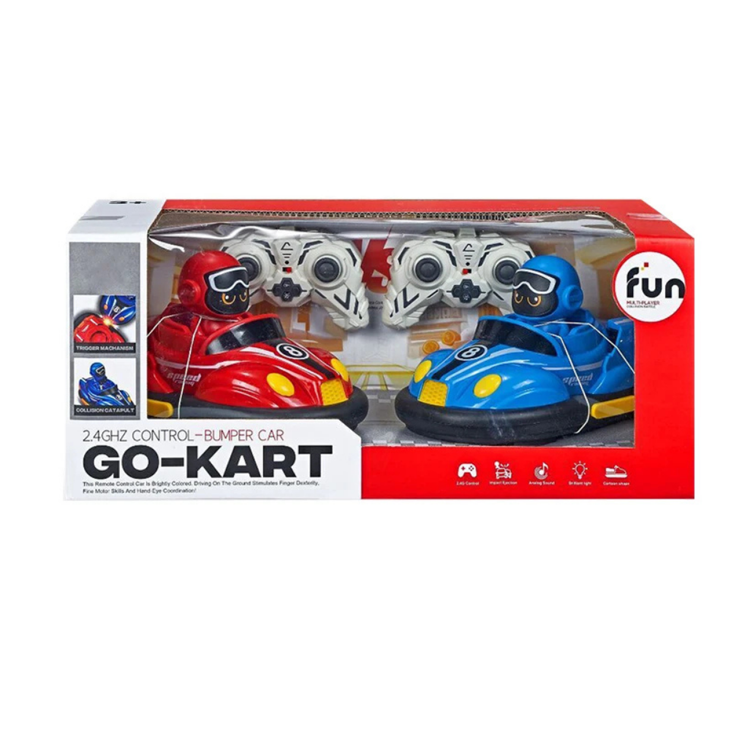 Set de Autitos Chocadores a Control Remoto Piloto Go Kart-6