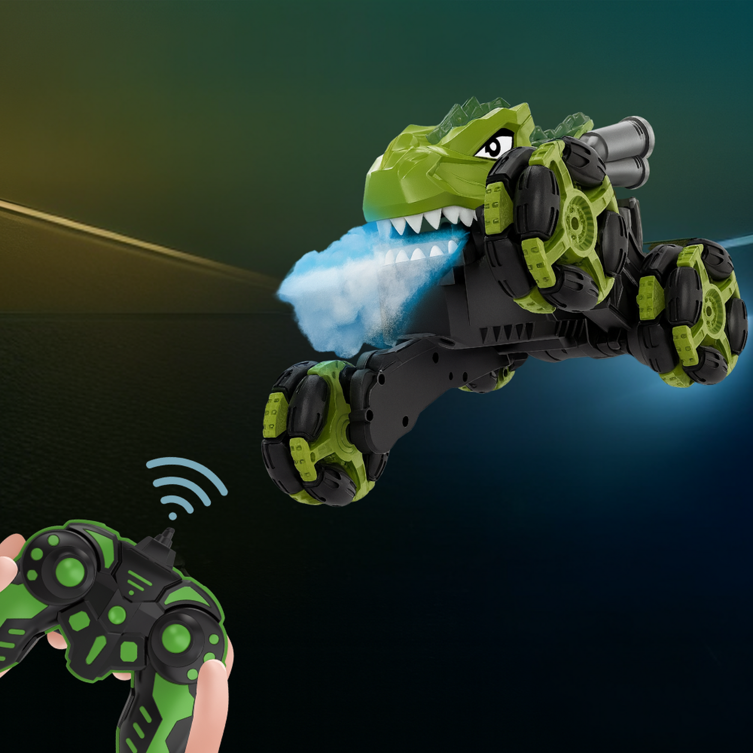 Auto Dinosaurio a Control Remoto RC Con Luces Vapor Y Sonido-5