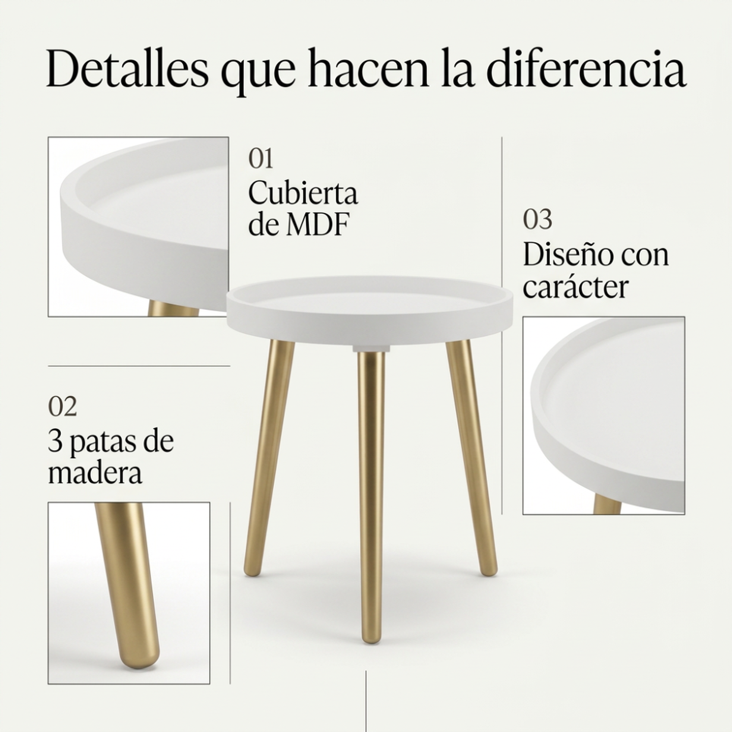 Mesa De Centro Redonda Lateral Salon Mesa De Centro Blanca-4