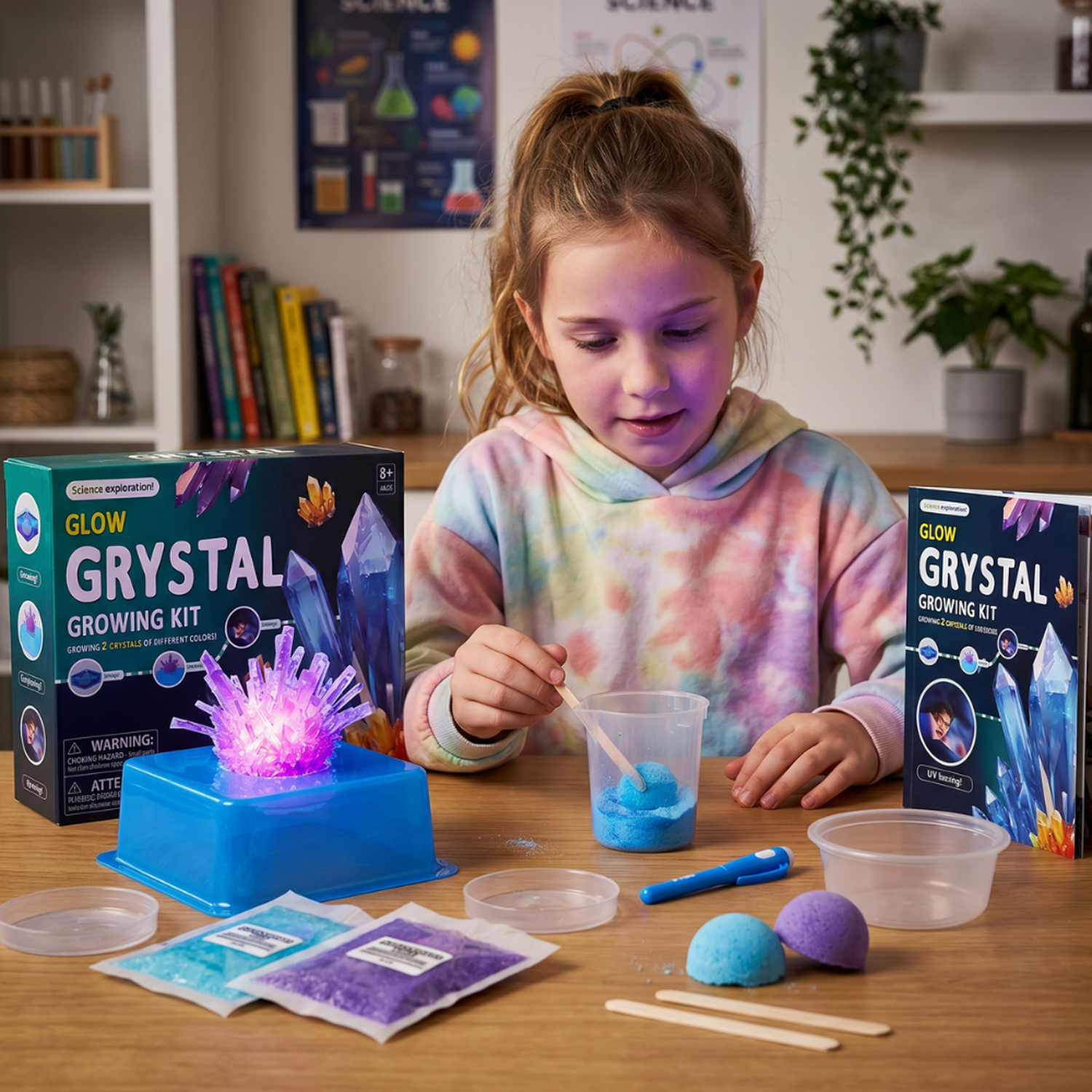 Kit Cultivo De Cristales Luminosos Niños Experimento Ciencia-2