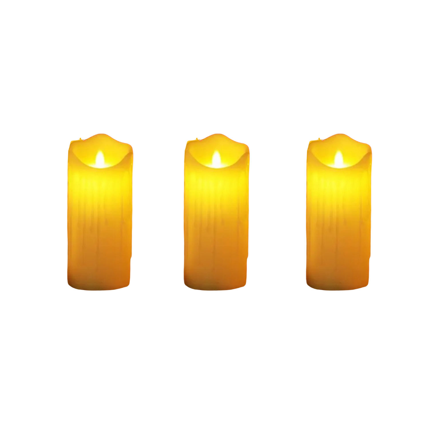 Set 3 Velas Artificiales Blancas Luz Led Con Efecto Llama-0