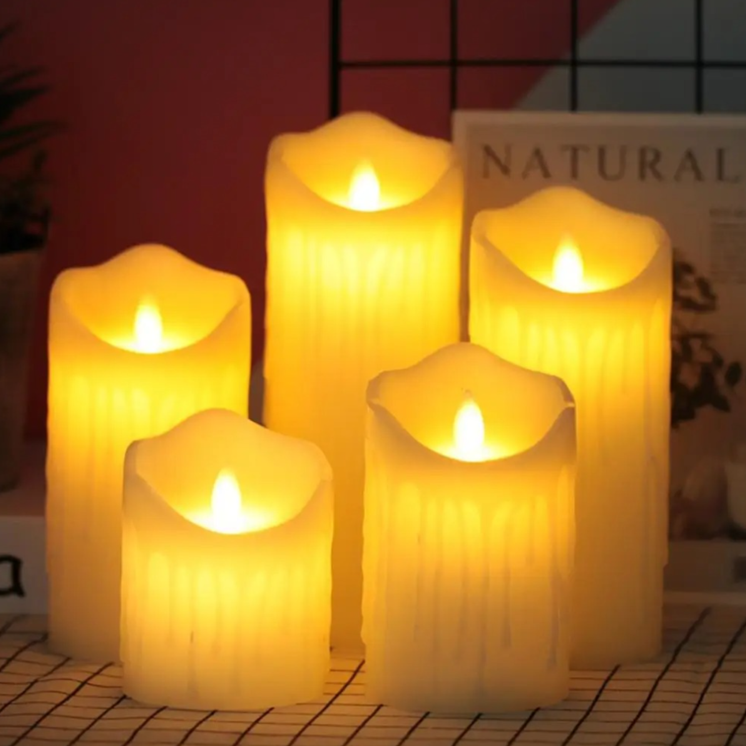 Set 3 Velas Artificiales Blancas Luz Led Con Efecto Llama-1