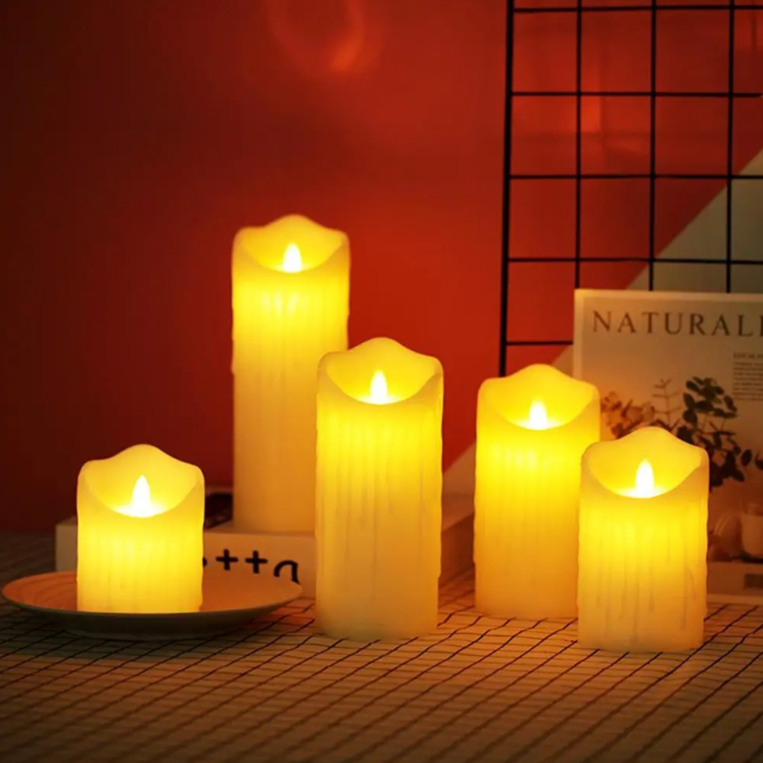 Set 3 Velas Artificiales Blancas Luz Led Con Efecto Llama-2