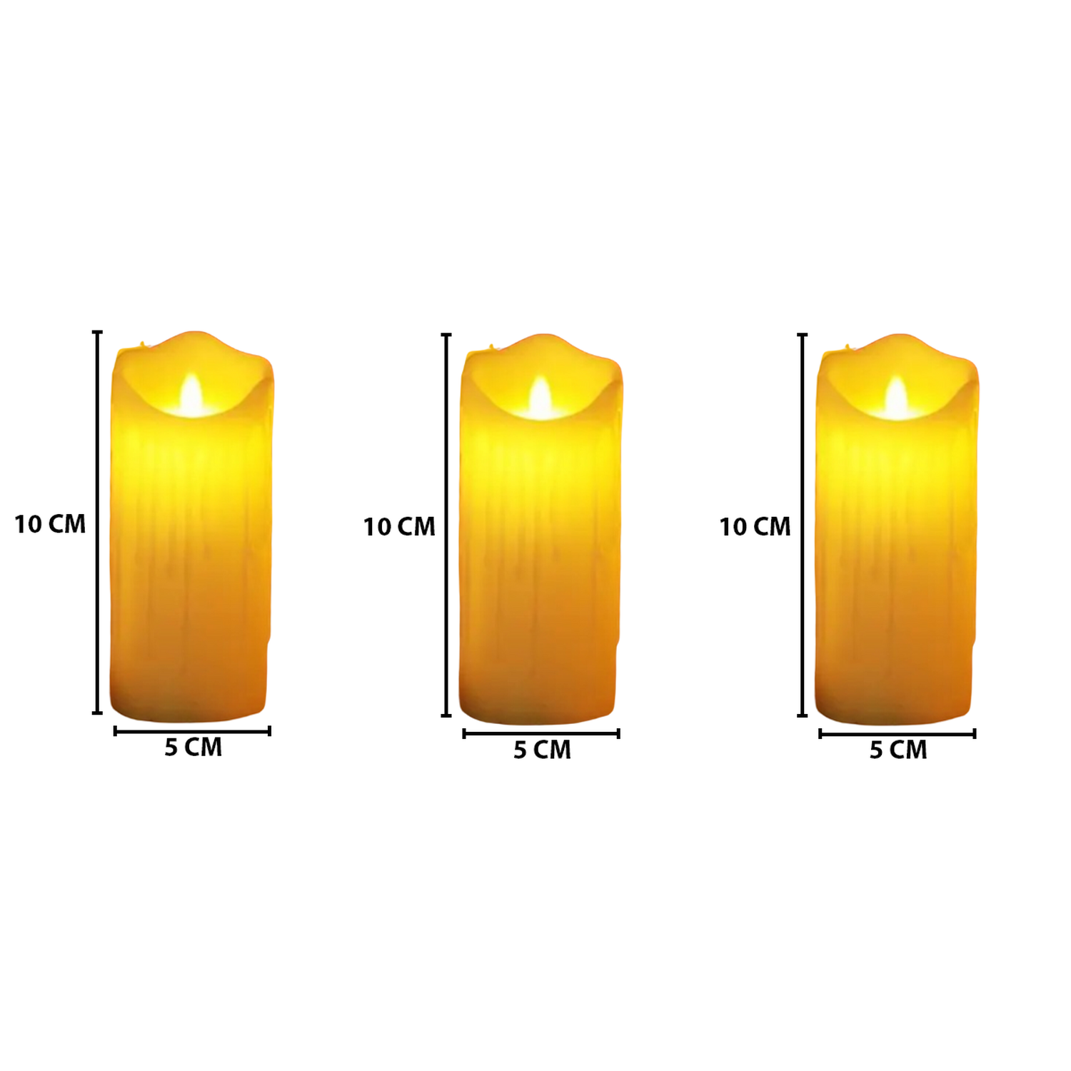 Set 3 Velas Artificiales Blancas Luz Led Con Efecto Llama-4