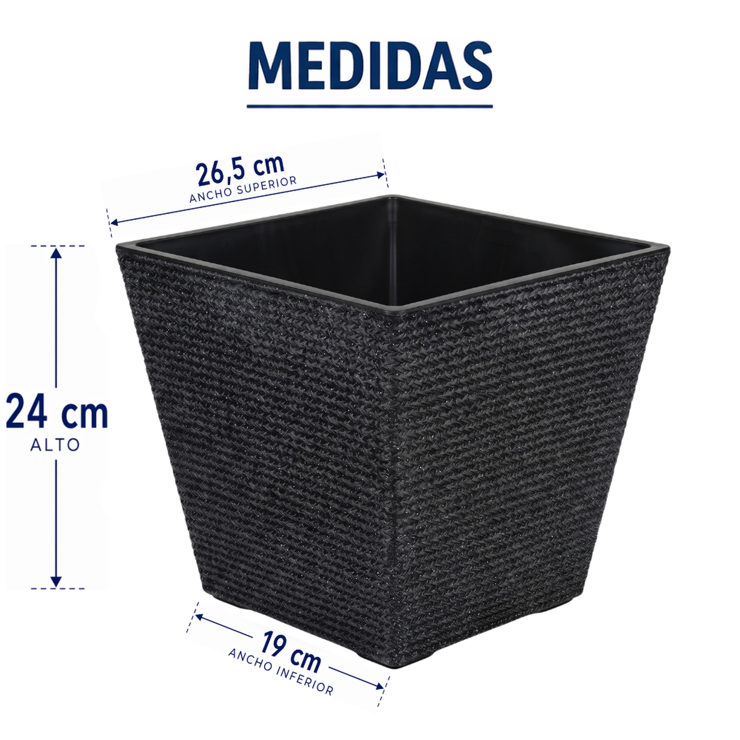 Set 2 Macetero Plastico Bajo Premium Base Cuadrada Conica S-5