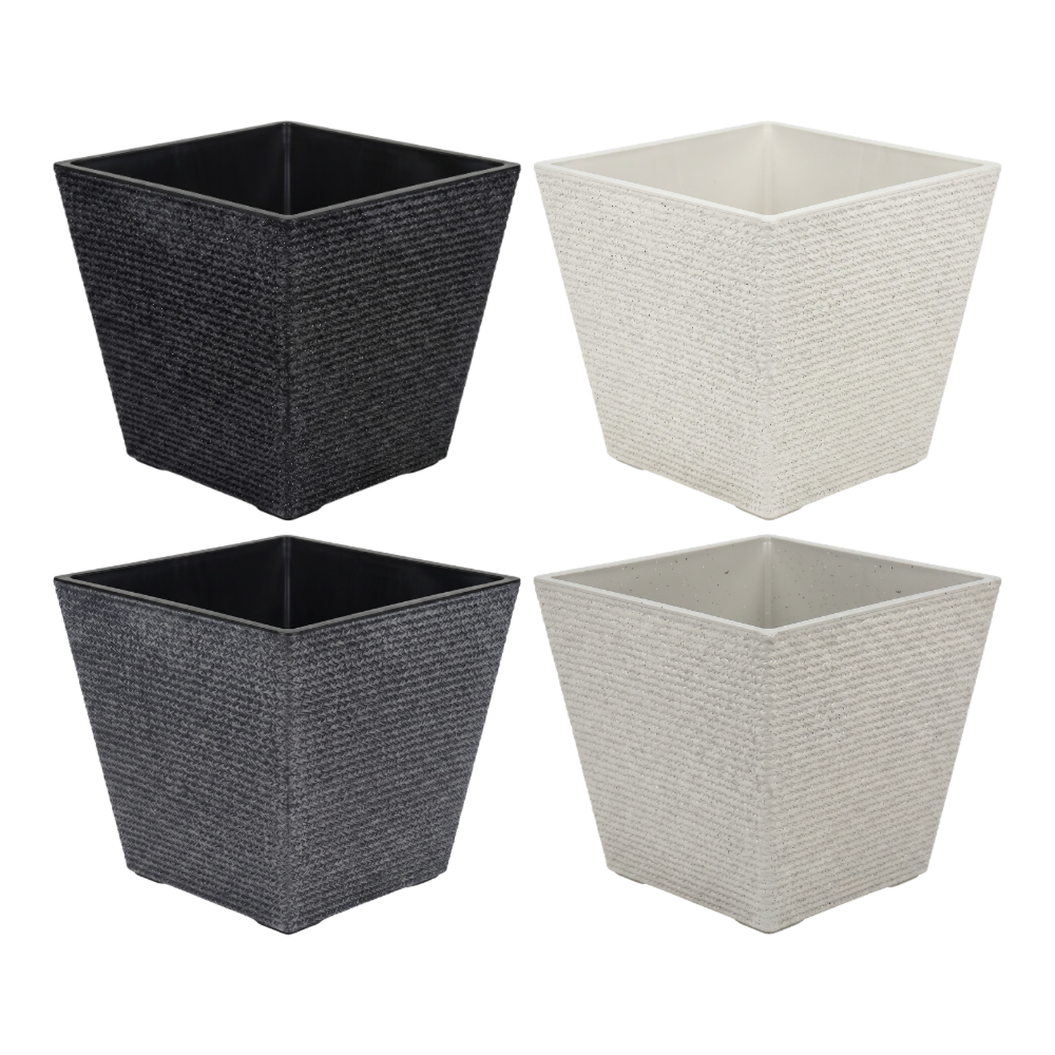 Set 2 Macetero Plastico Bajo Premium Base Cuadrada Conica S-6