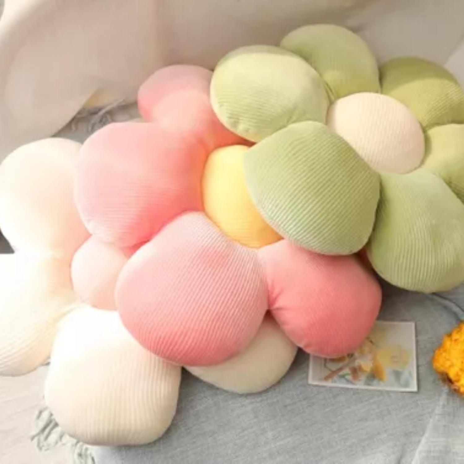 Cojín Decorativo Peluche Forma De Flor Multicolores-1