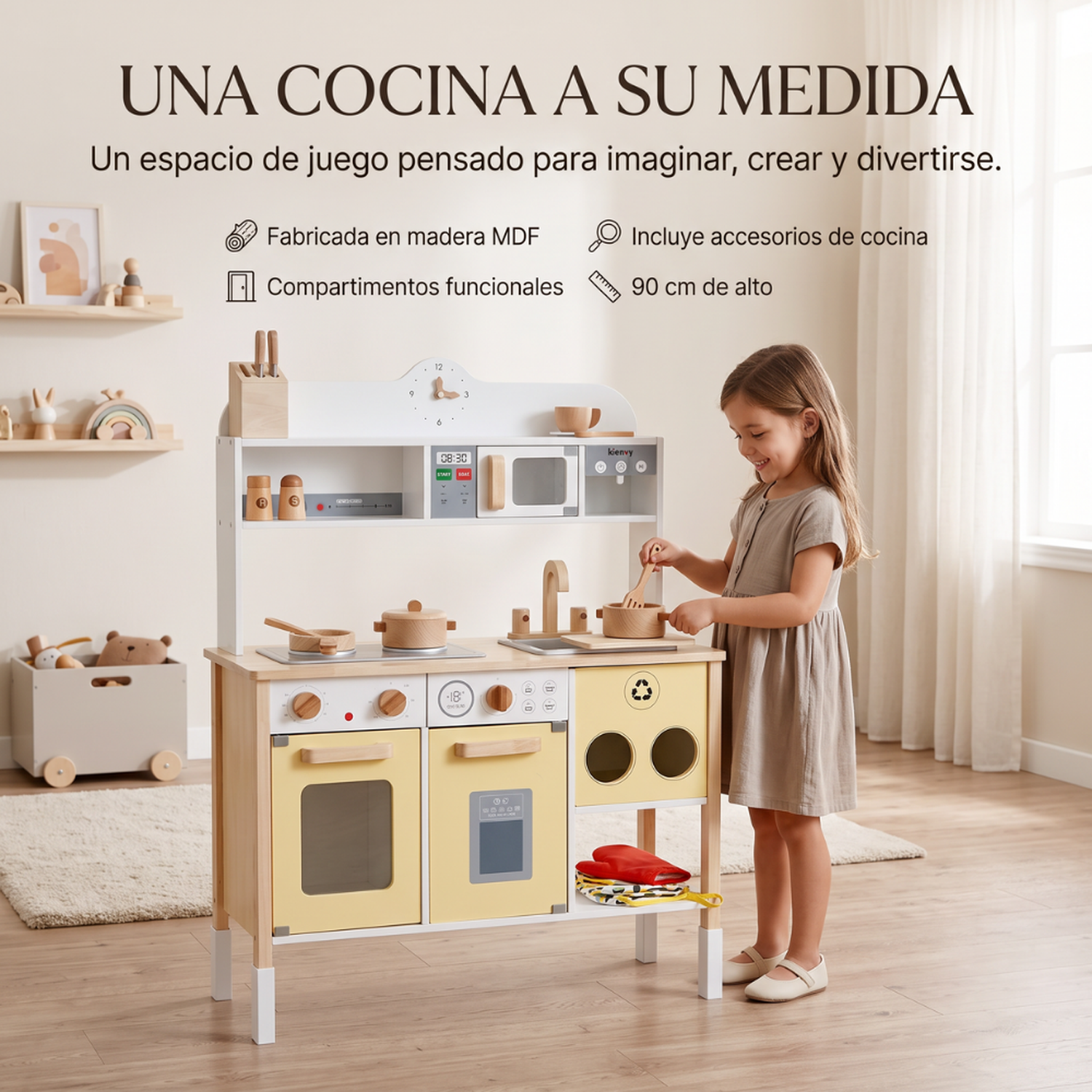 Cocina De Madera Infantil Con Accesorios Didáctica Para Niños-5