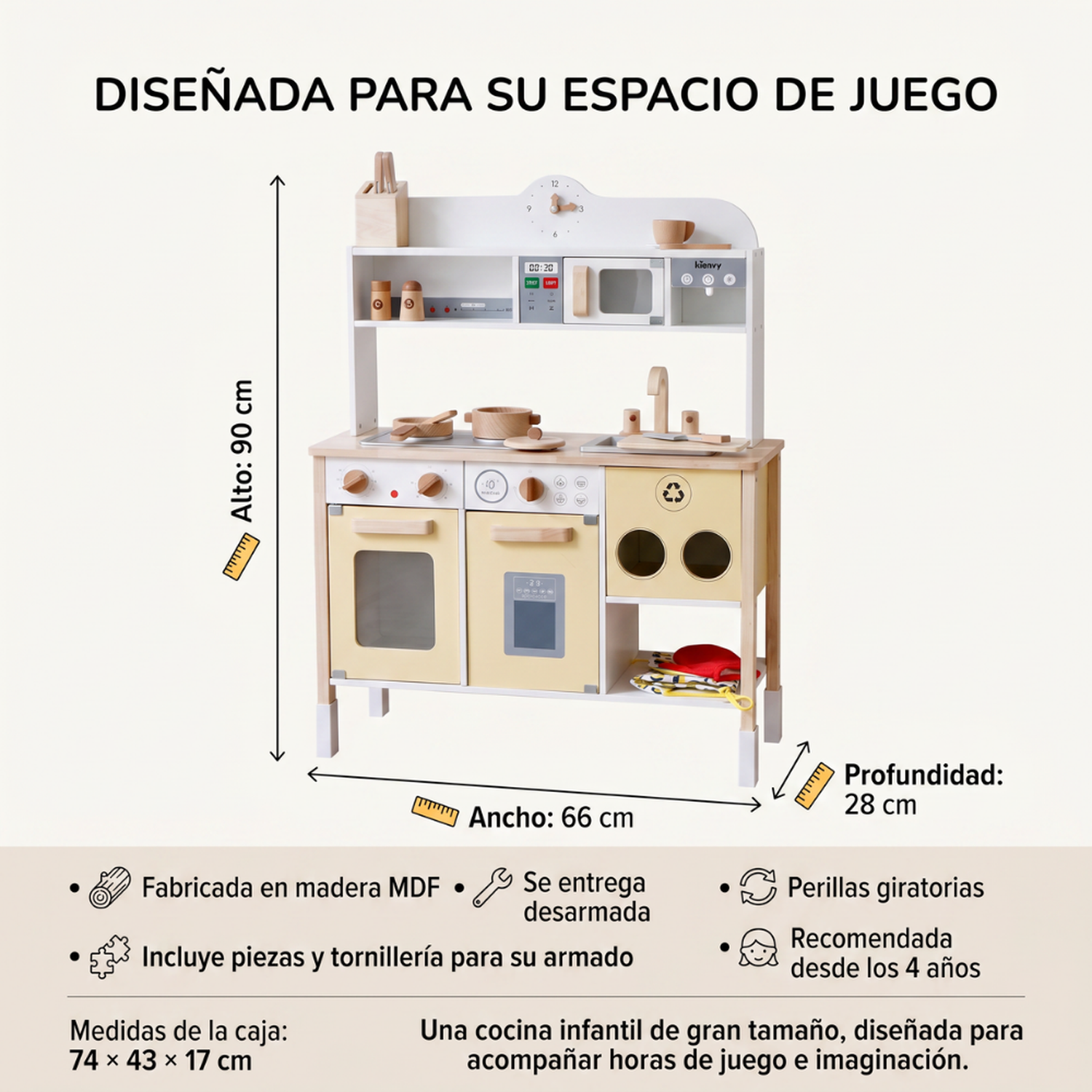 Cocina De Madera Infantil Con Accesorios Didáctica Para Niños-6