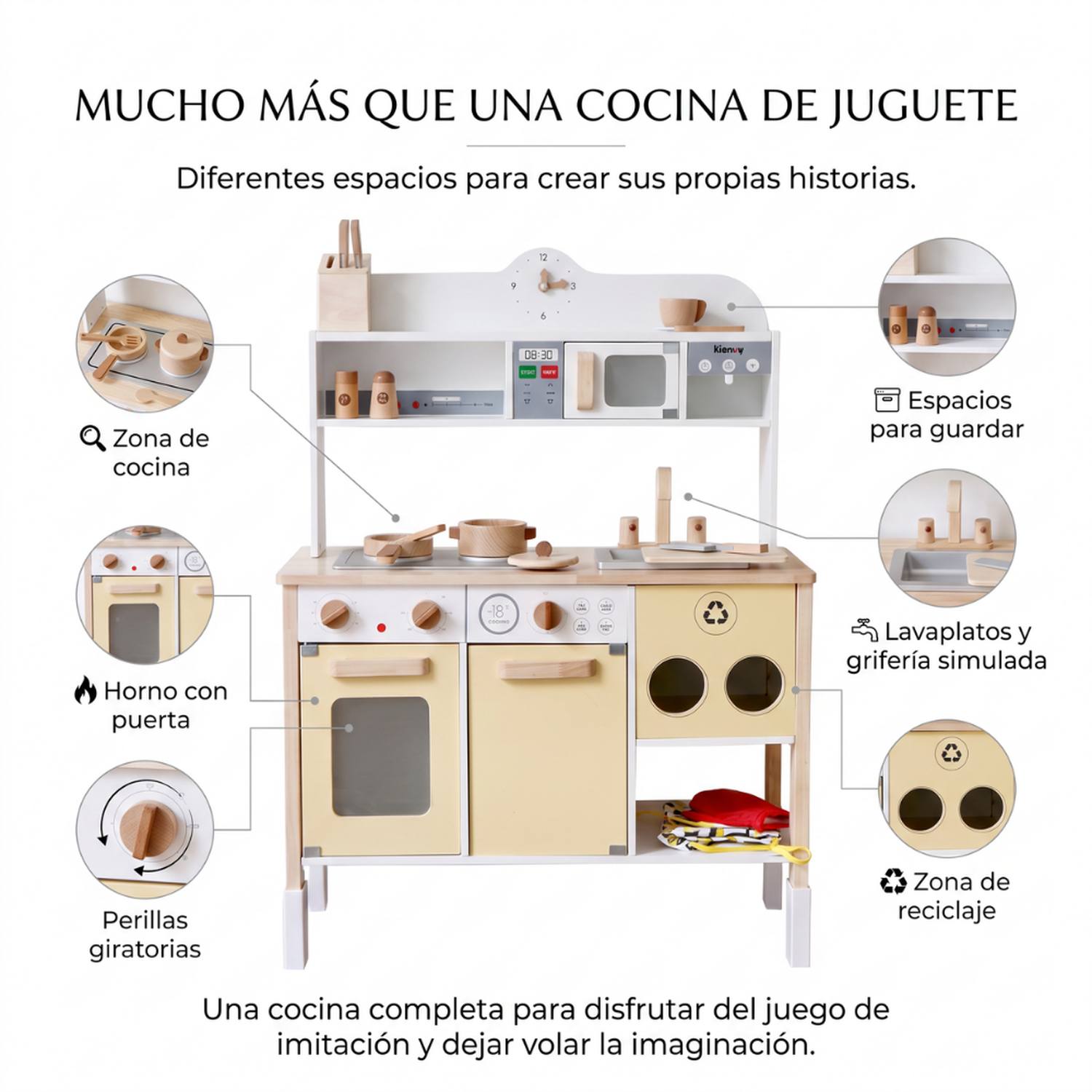 Cocina De Madera Infantil Con Accesorios Didáctica Para Niños-8