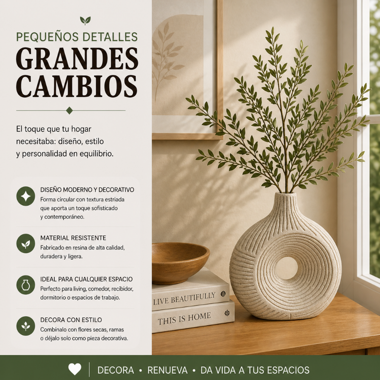 Florero Jarron de Resina Diseño Minimalista Moderno Textura-3