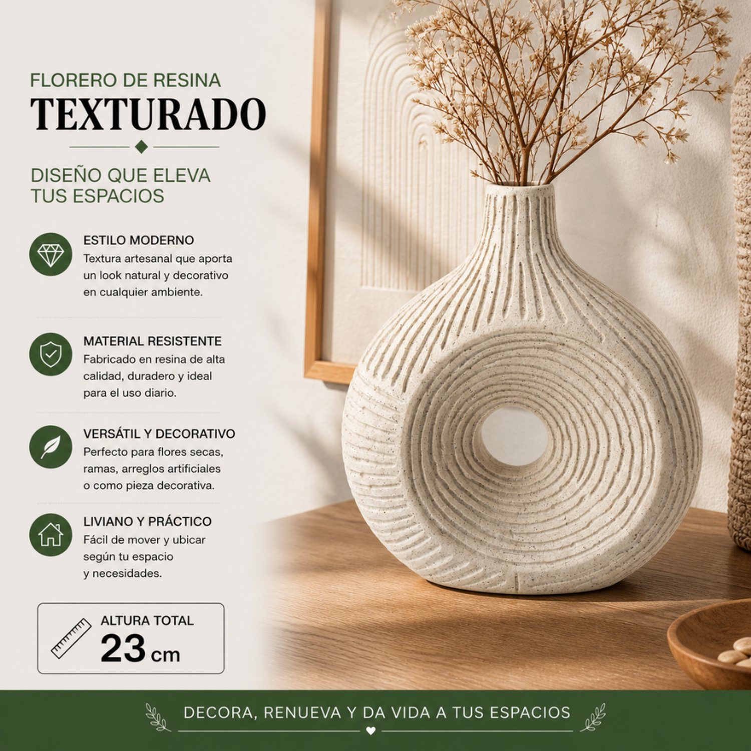 Florero Jarron de Resina Diseño Minimalista Moderno Textura-4