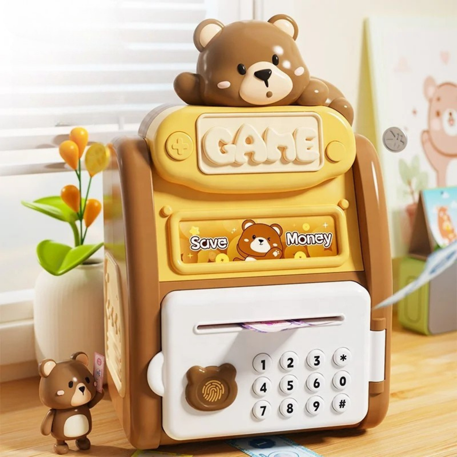 Alcancia Caja Fuerte Kawaii Clave Huella Digital Infantil-3