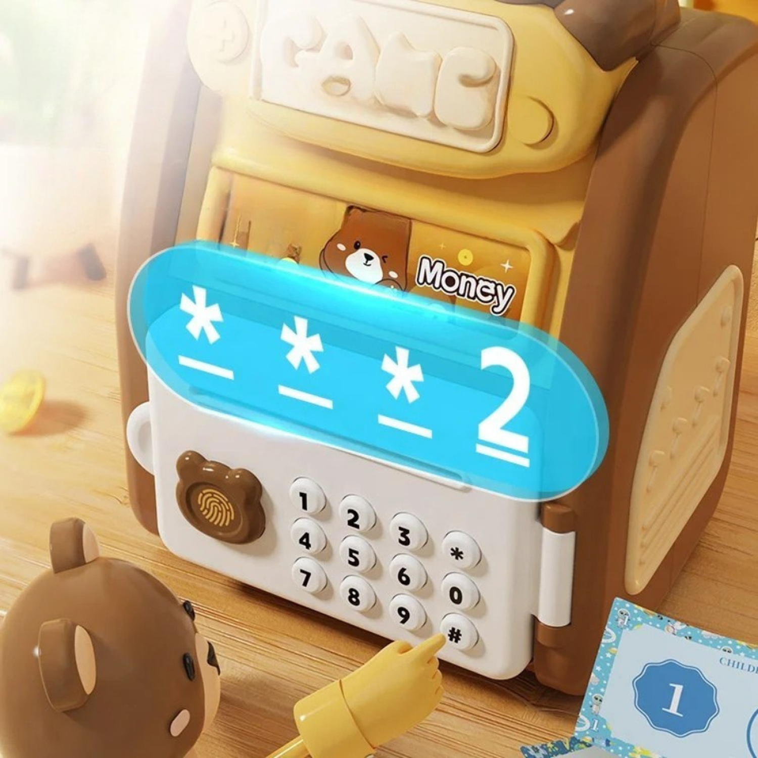 Alcancia Caja Fuerte Kawaii Clave Huella Digital Infantil-4