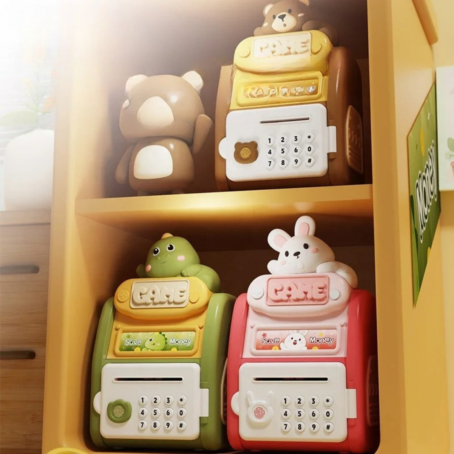 Alcancia Caja Fuerte Kawaii Clave Huella Digital Infantil-5