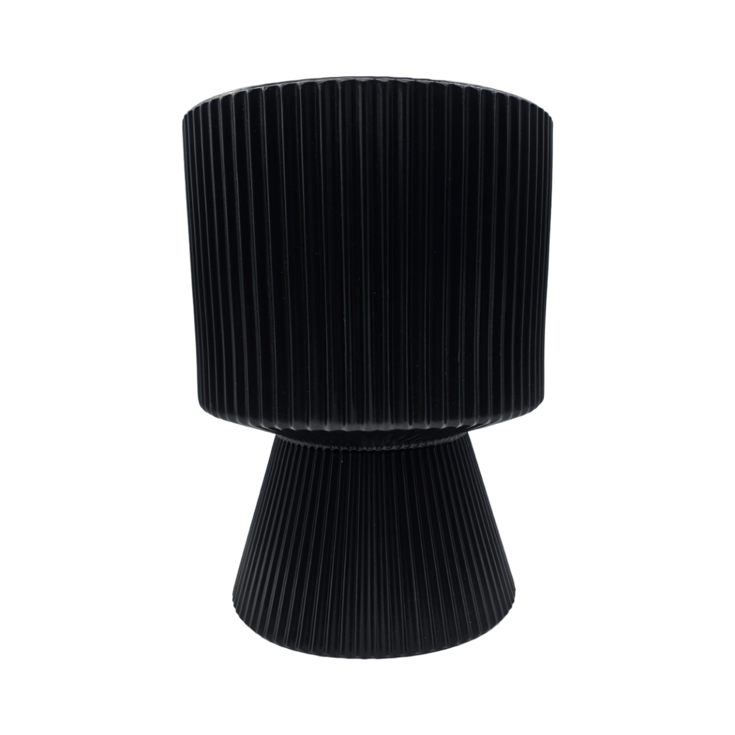 Macetero Maceta Ceramica Estilo Nordico Negro Base Conica-0