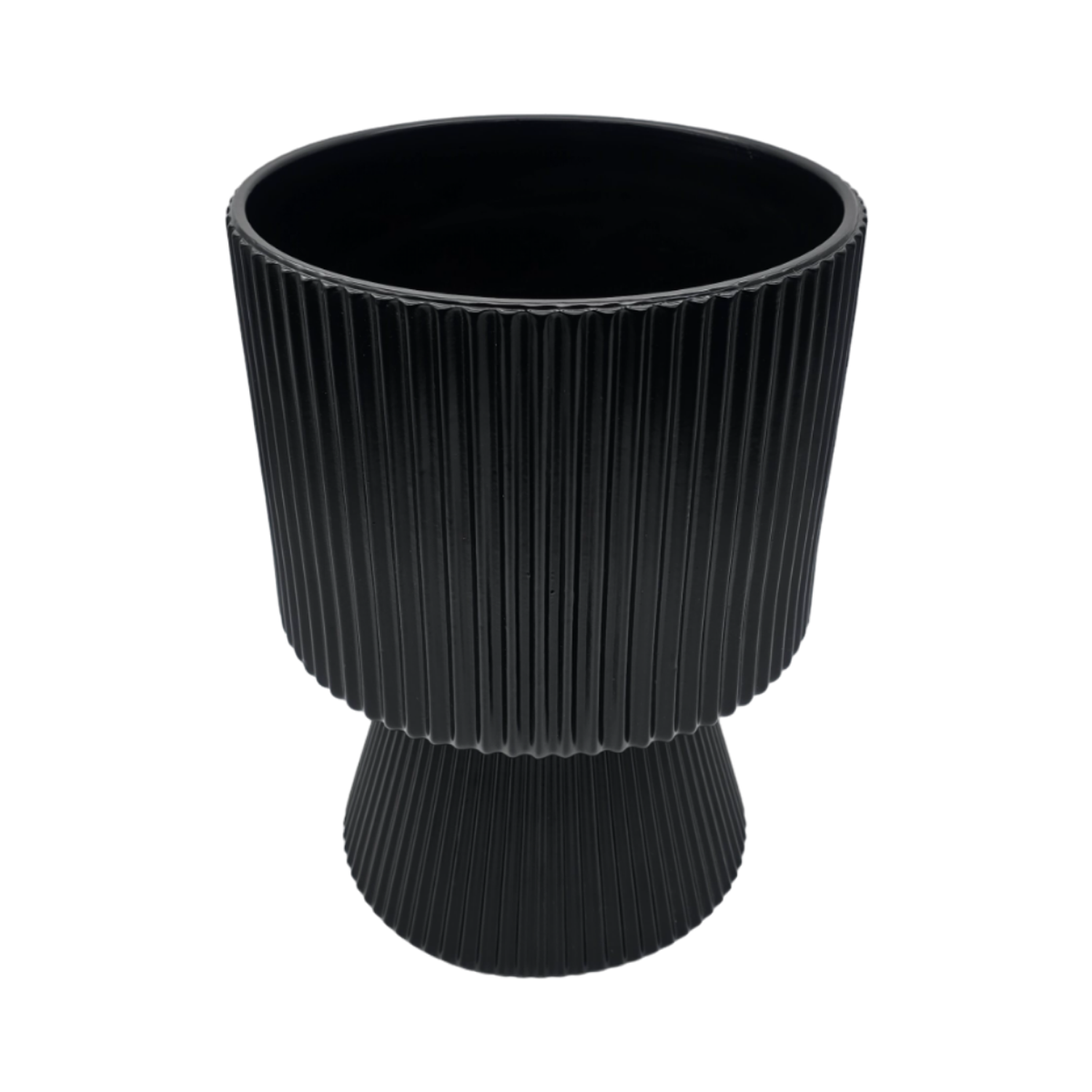 Macetero Maceta Ceramica Estilo Nordico Negro Base Conica-2