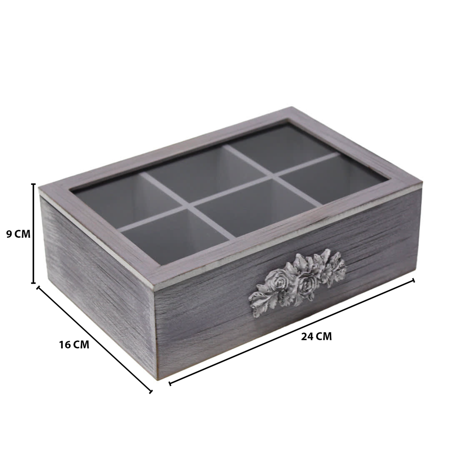 Caja De Te Porta Te Caja De Madera Para Te Gris 6 Divisiones-4