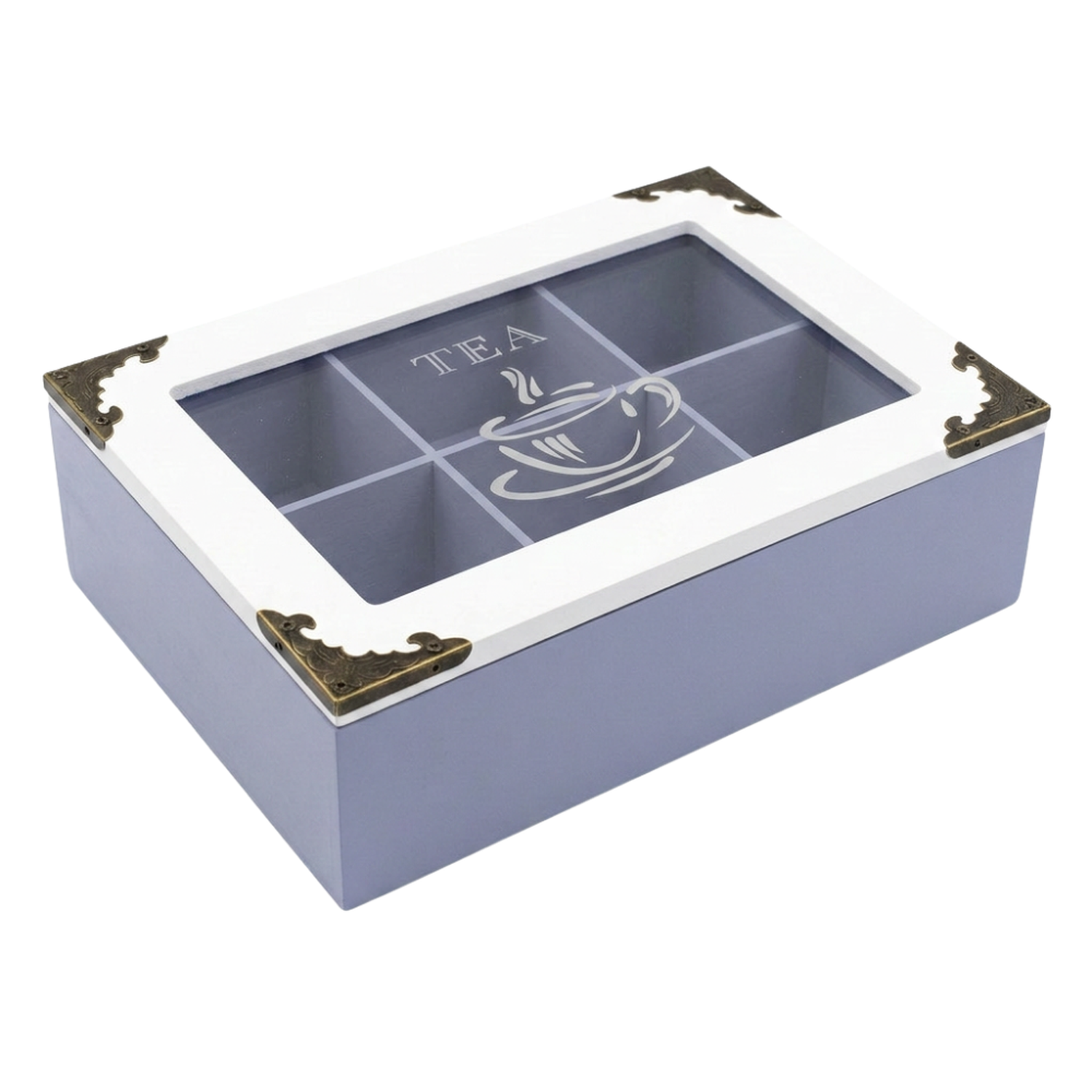 Caja De Te Porta Te Caja De Madera Para Te Gris 6 Divisiones-0