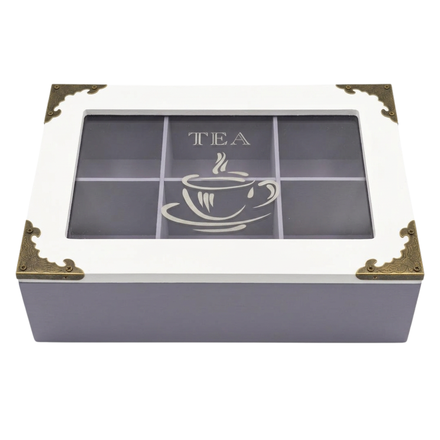 Caja De Te Porta Te Caja De Madera Para Te Gris 6 Divisiones-2