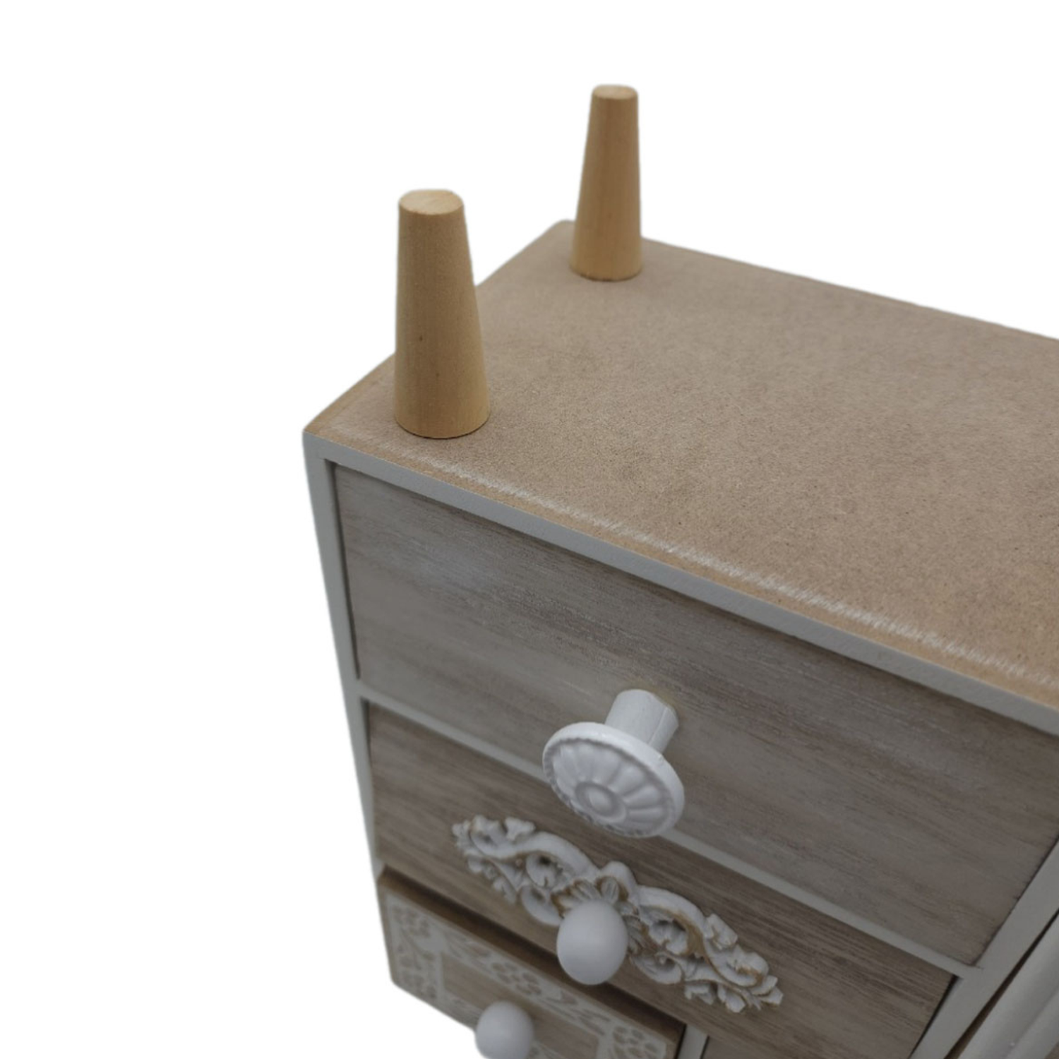 Organizador De Joyas Multiuso Oriental 5 Cajones Blanco-7